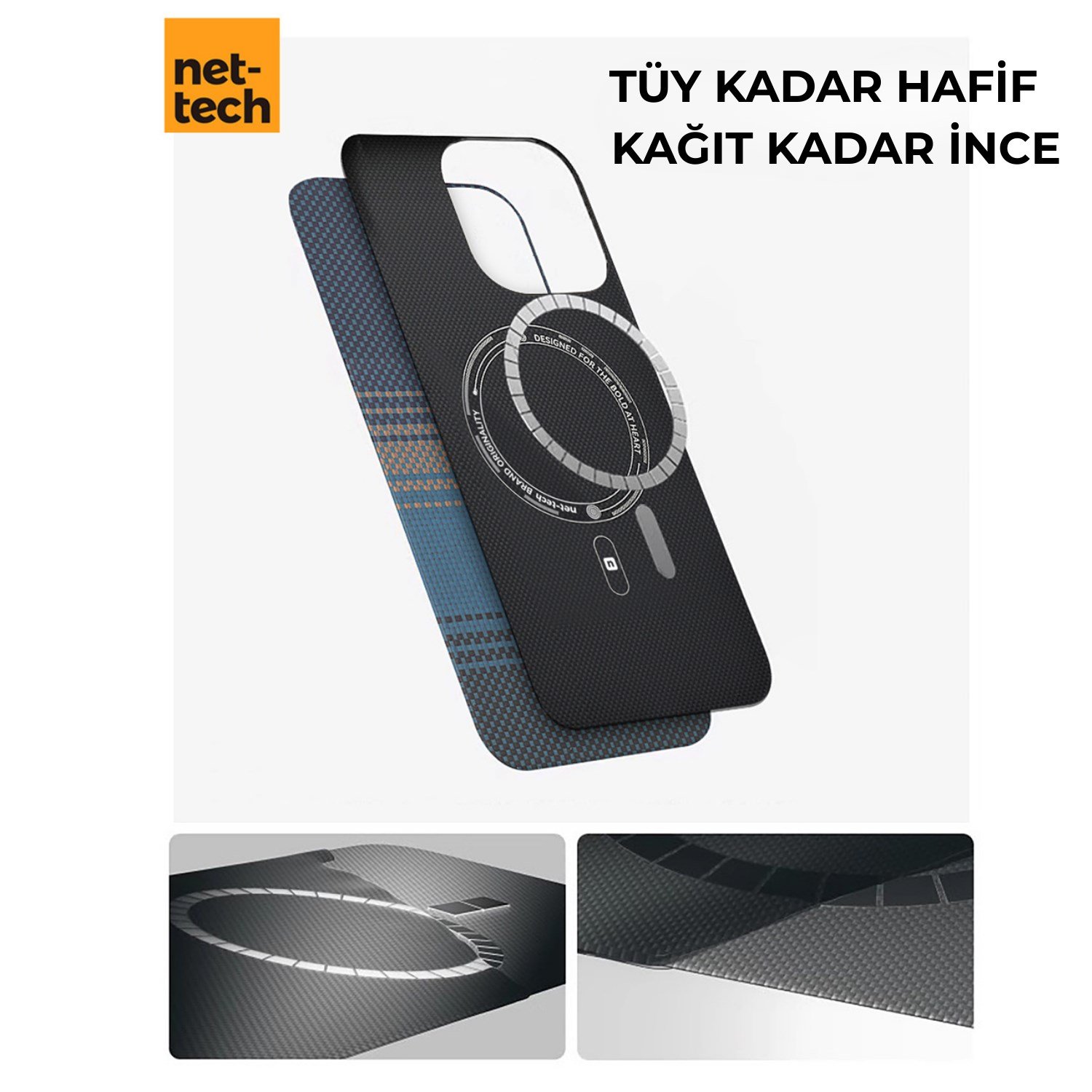 Nettech Apple iPhone 16 Pro Uyumlu NT-N076 Kevlar Karbon Arka Koruma Kılıf NT-113714