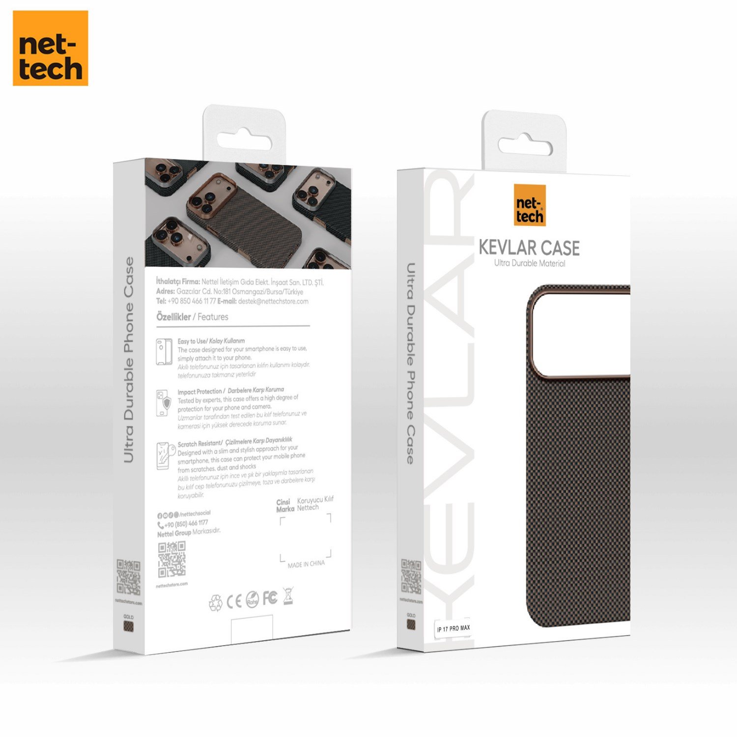 Nettech Apple iPhone 17 Pro Max Uyumlu NT-N075 Kevlar Karbon Arka Koruma Kılıf NT-114817