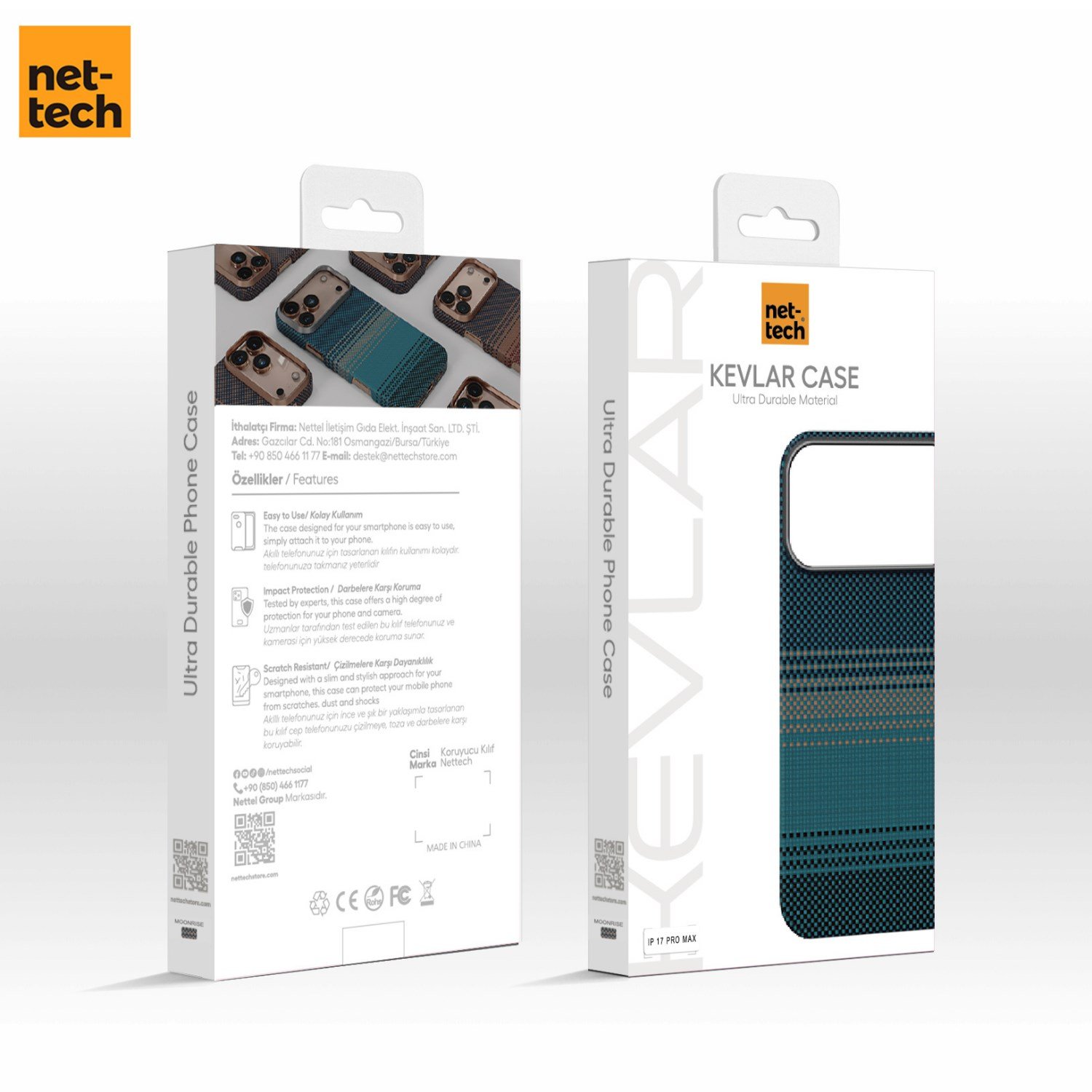 Nettech Apple iPhone 17 Pro Max Uyumlu NT-N076 Kevlar Karbon Arka Koruma Kılıf NT-114825