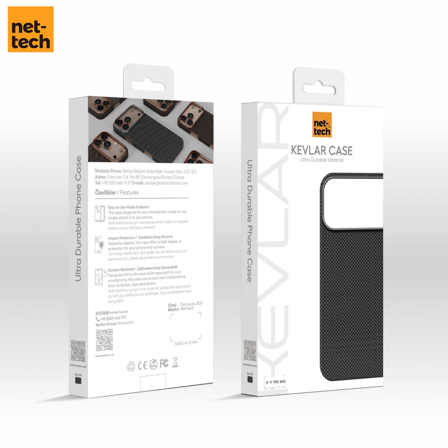 Nettech Apple iPhone 17 Pro Max Uyumlu NT-N075 Kevlar Karbon Arka Koruma Kılıf NT-114817