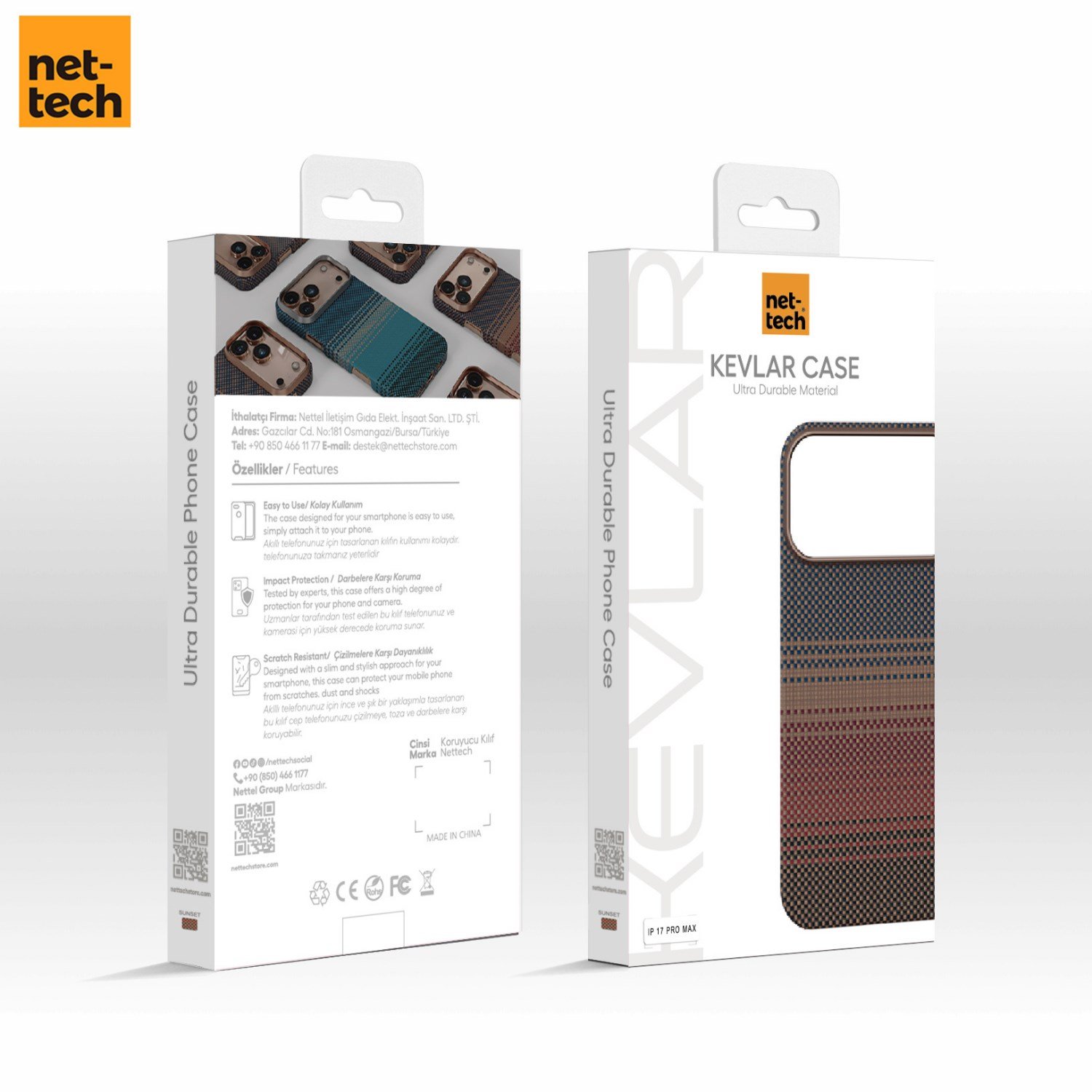 Nettech Apple iPhone 17 Pro Uyumlu NT-N076 Kevlar Karbon Arka Koruma Kılıf NT-114823