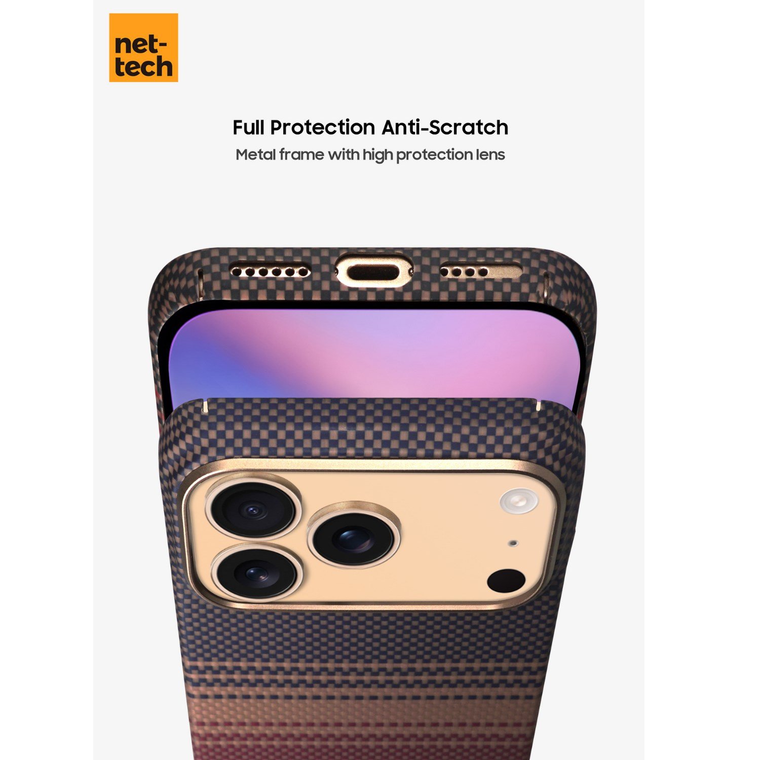 Nettech Apple iPhone 17 Pro Uyumlu NT-N076 Kevlar Karbon Arka Koruma Kılıf NT-114823