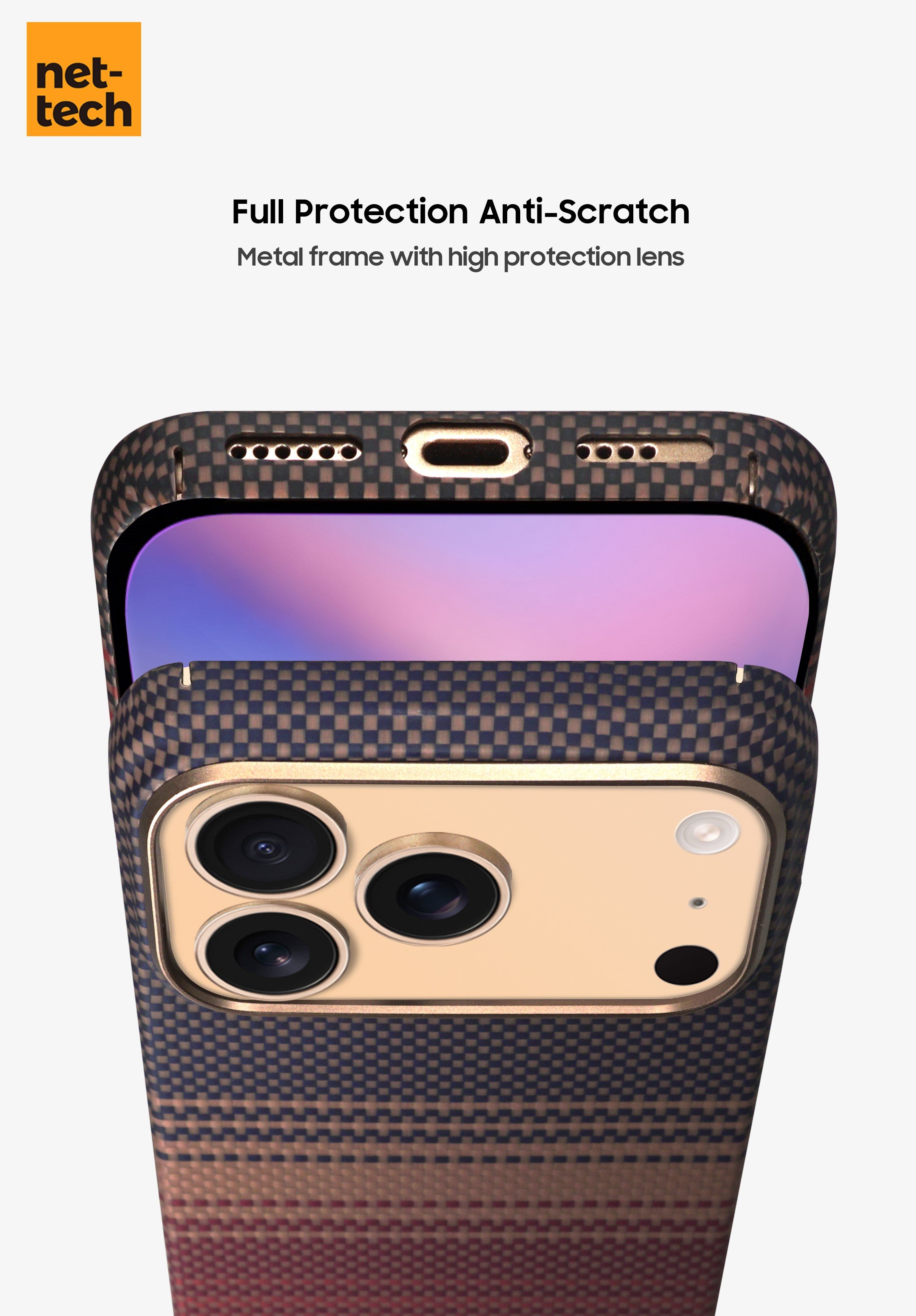 Nettech Apple iPhone 17 Uyumlu NT-N076 Kevlar Karbon Arka Koruma Kılıf NT-114819