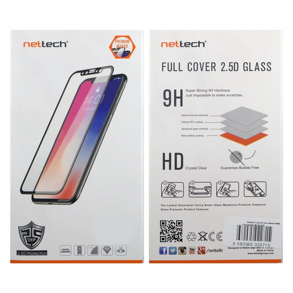Nettech Apple iPhone 8 Plus Uyumlu 3D SuperGlass Full Cam Koruyucu VR-8612