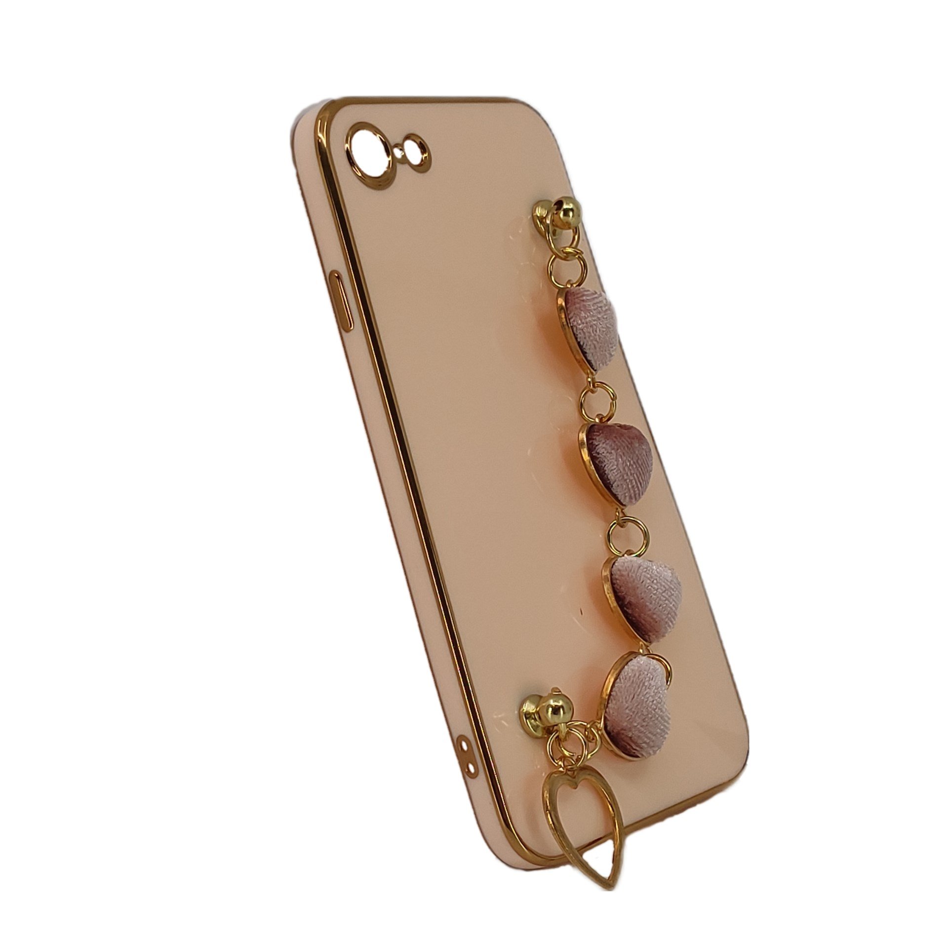 Nettech Apple iPhone 8 Uyumlu Lüx Kalp Zincir Arka Koruma Kılıf NT-94800