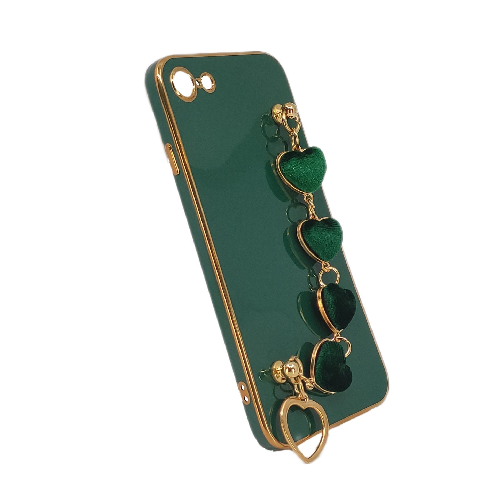 Nettech Apple iPhone 8 Uyumlu Lüx Kalp Zincir Arka Koruma Kılıf NT-94800