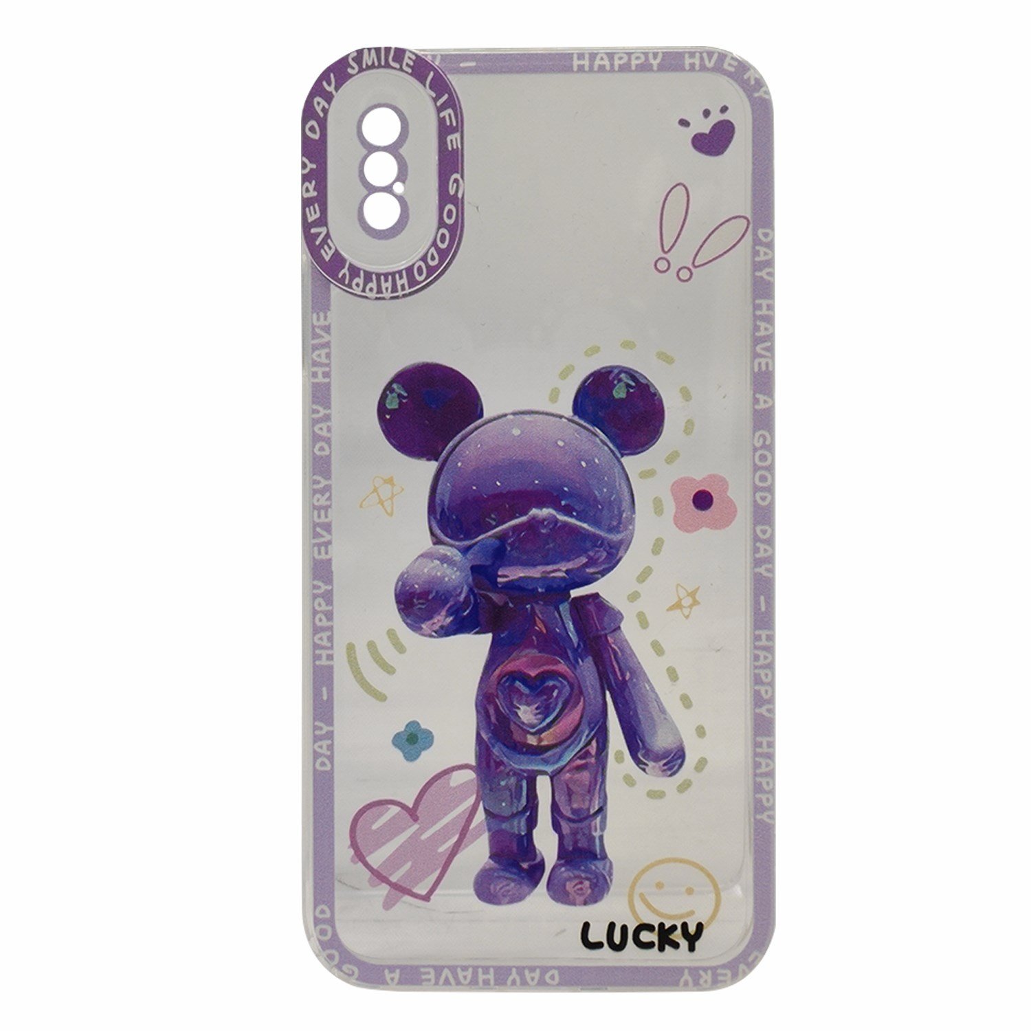 Nettech Apple iPhone X Uyumlu Kristal Carachter Seri Arka Koruma Kılıf NT-94970
