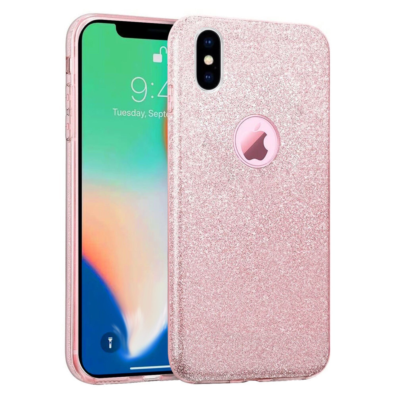Nettech Apple iPhone XS Max Uyumlu Simli Arka Koruma Kılıf VR-10717
