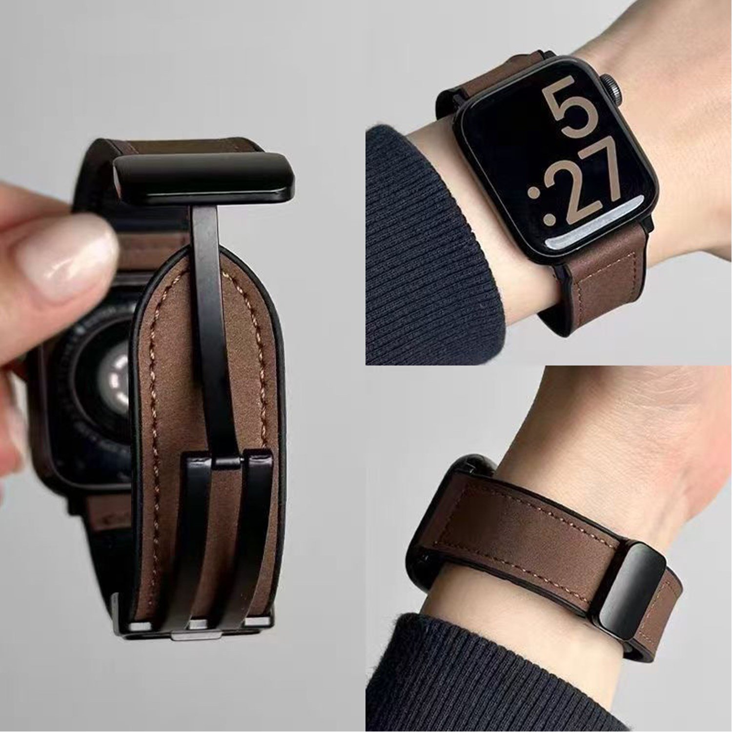 Nettech Apple Watch Seri 44/42 mm Uyumlu Deri Kordon NT-115467