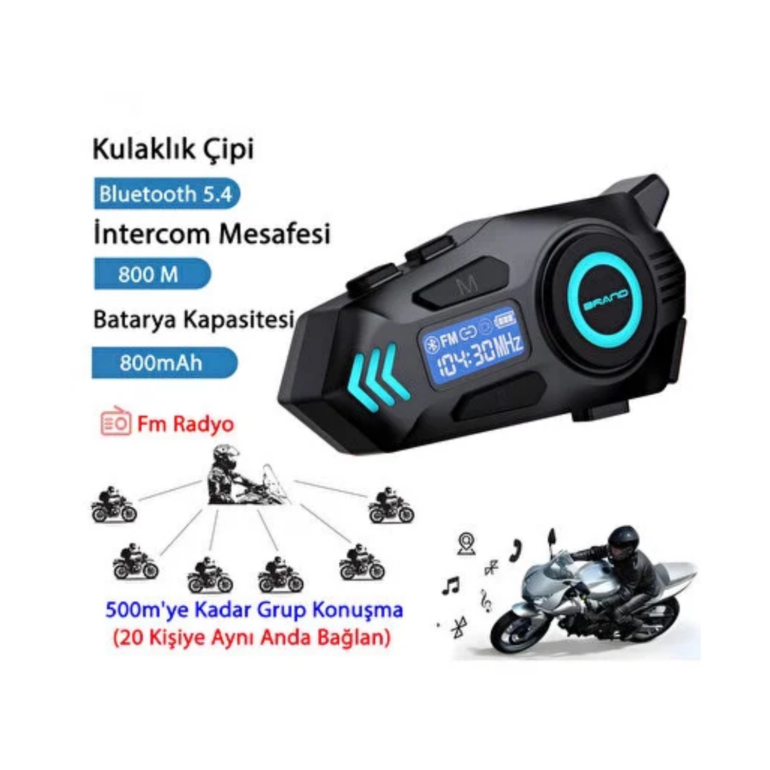 Nettech K09 Bisiklet-Motosiklet İnterkom Kulaklık Mikrofon NT-118042