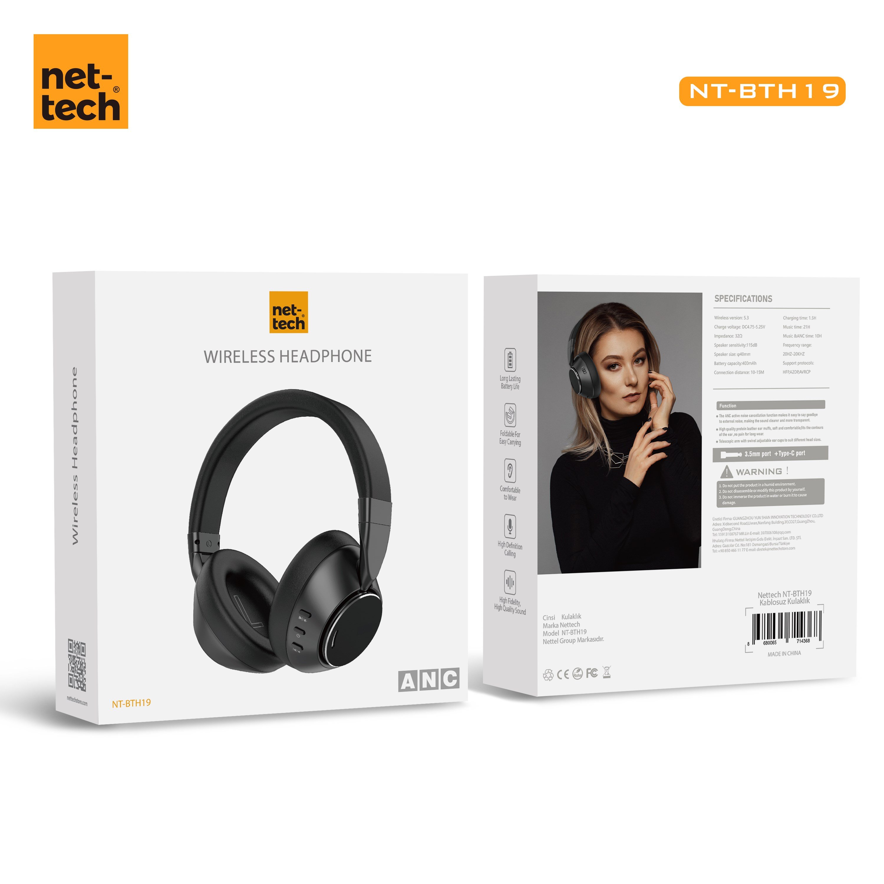 Nettech NT-BTH19 Kulak Üstü Kulak Üstü Kulaklık NT-106760