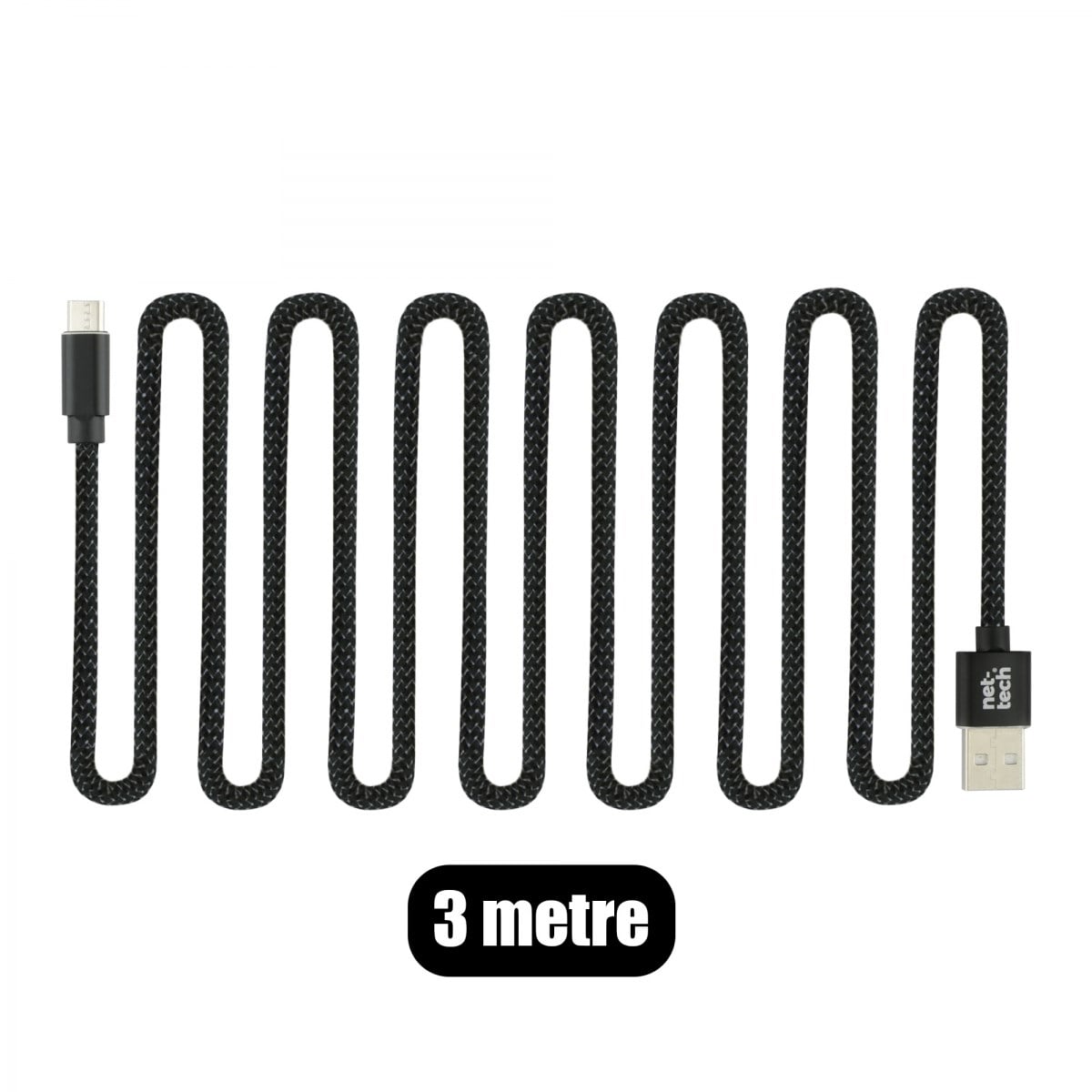 Nettech NT-DC02 İp Örgü 300 Cm Micro Şarj ve Data Kablosu NT-31111