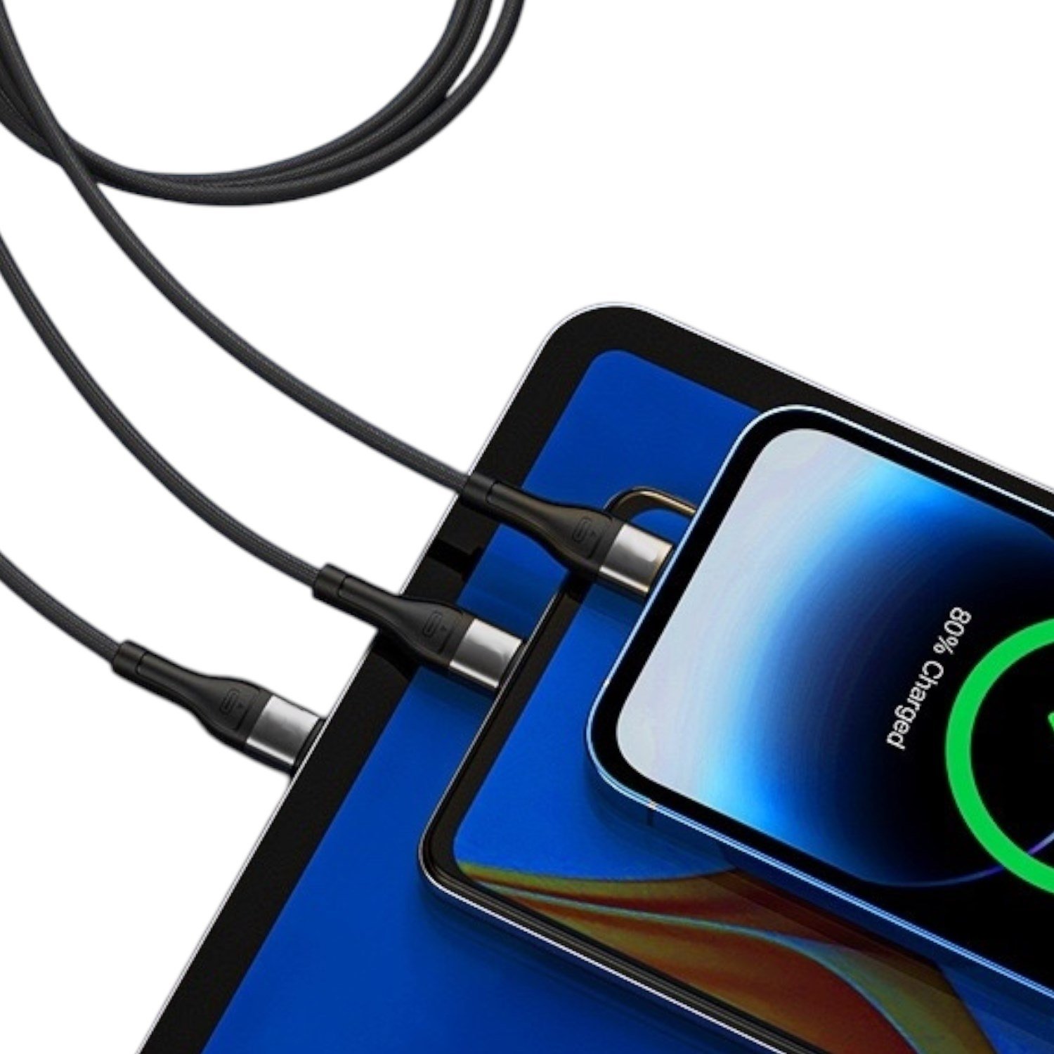 Nettech NT-DC13 İp Örgü 100 Cm USB To Micro + Lightning + Type-C Şarj ve Data Kablosu NT-DC13