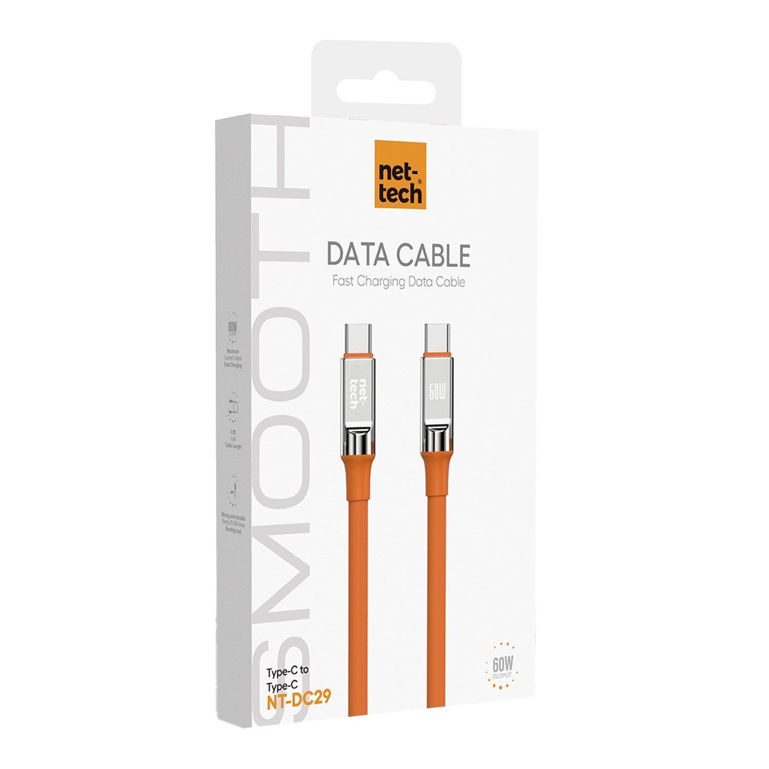 Nettech NT-DC29 60W Plastik 100 Cm Type-C To Type-C Şarj ve Data Kablosu NT-108291