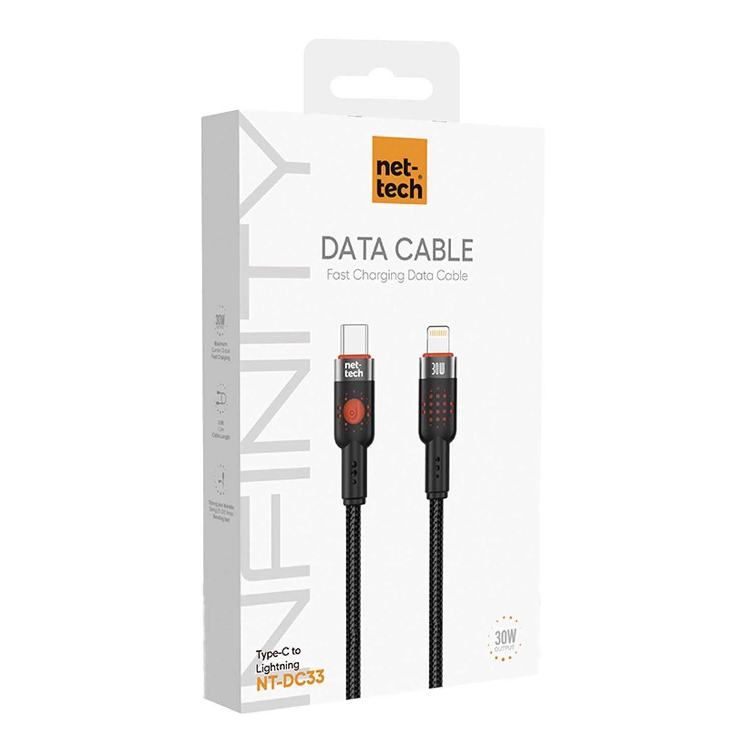 Nettech NT-DC33 30W Plastik 100 Cm Type-C To Lightning Şarj ve Data Kablosu NT-108300