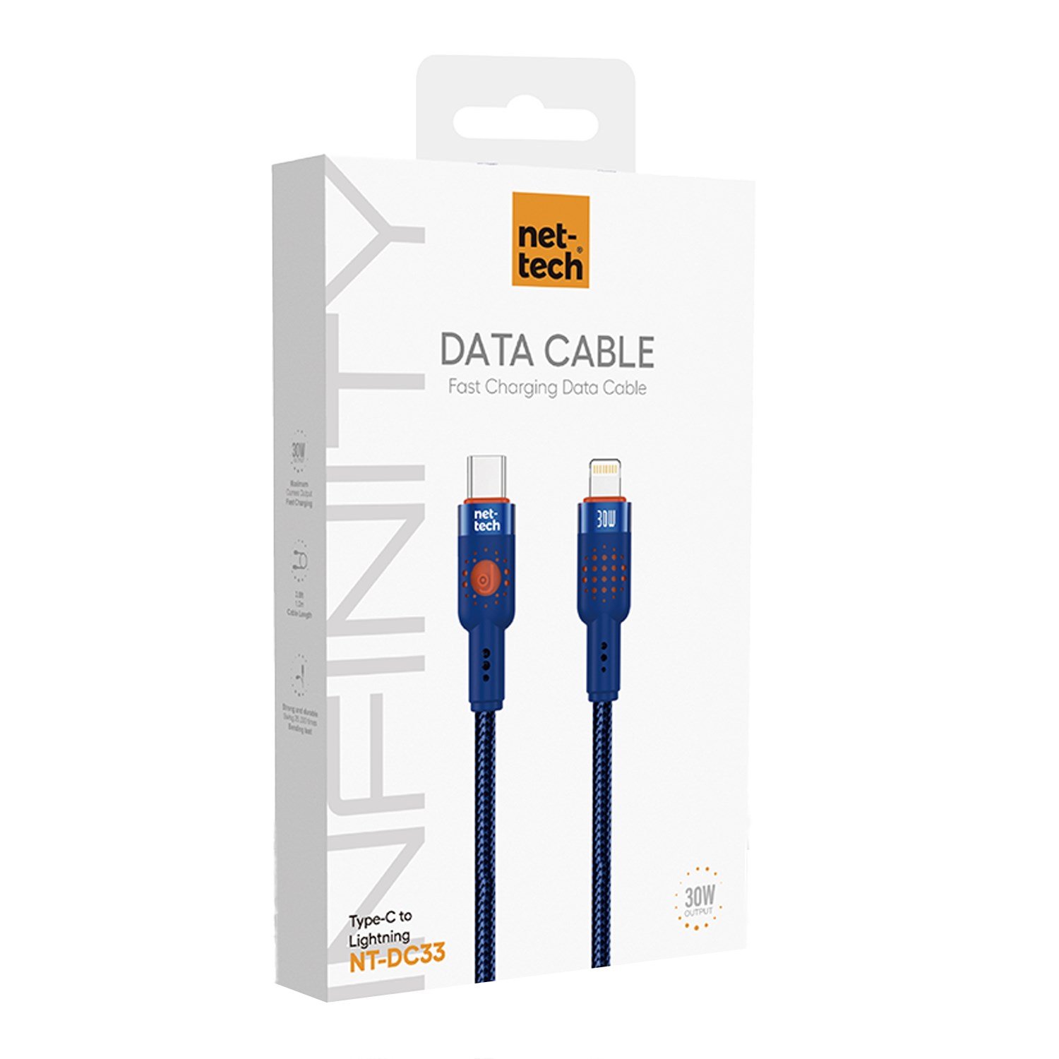 Nettech NT-DC33 30W Plastik 100 Cm Type-C To Lightning Şarj ve Data Kablosu NT-108300