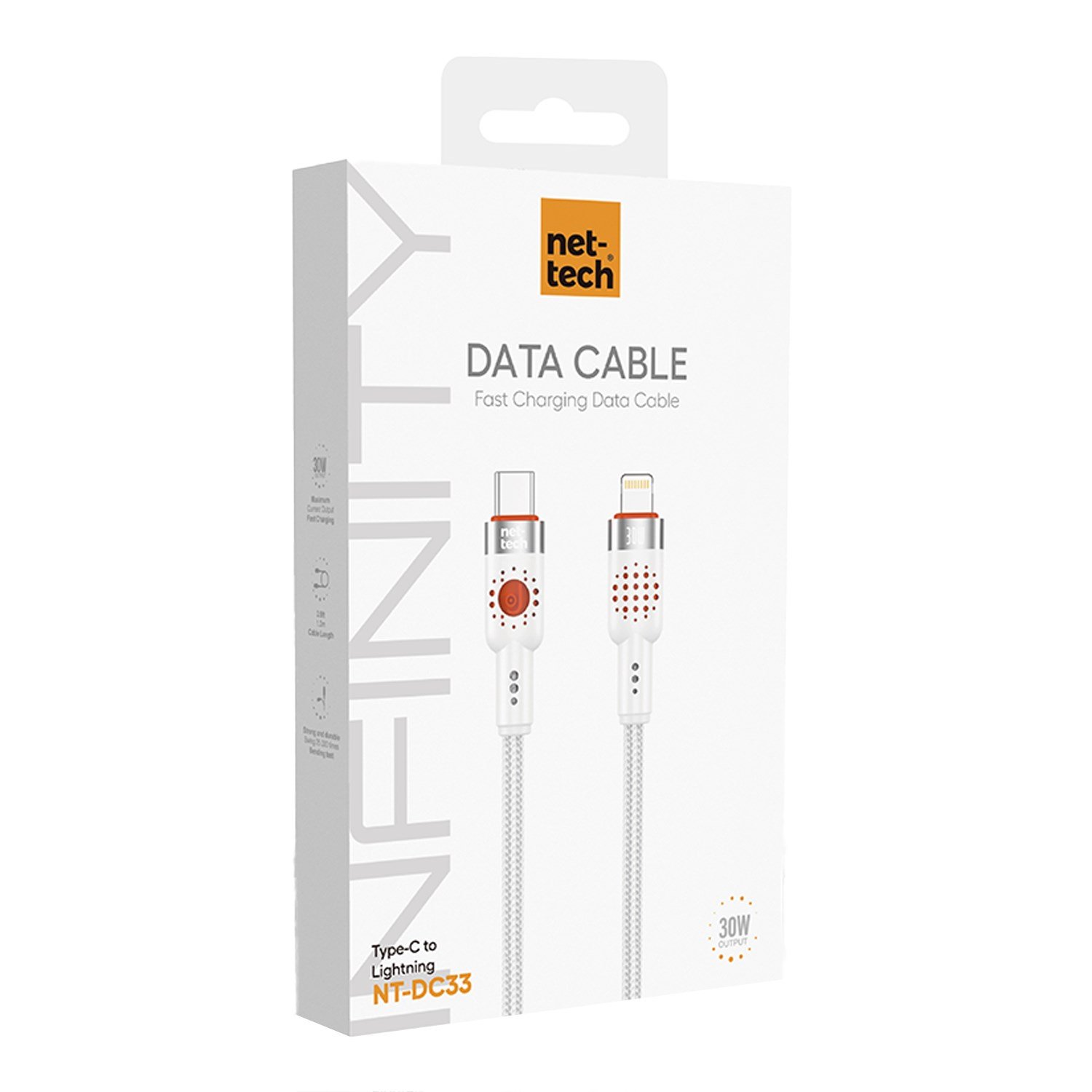 Nettech NT-DC33 30W Plastik 100 Cm Type-C To Lightning Şarj ve Data Kablosu NT-108300