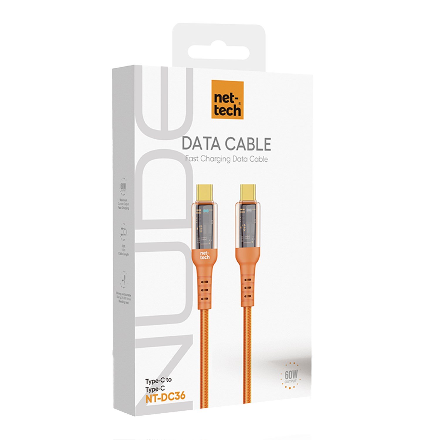 Nettech NT-DC36 60W Plastik 100 Cm Type-C To Type-C Şarj ve Data Kablosu NT-108305