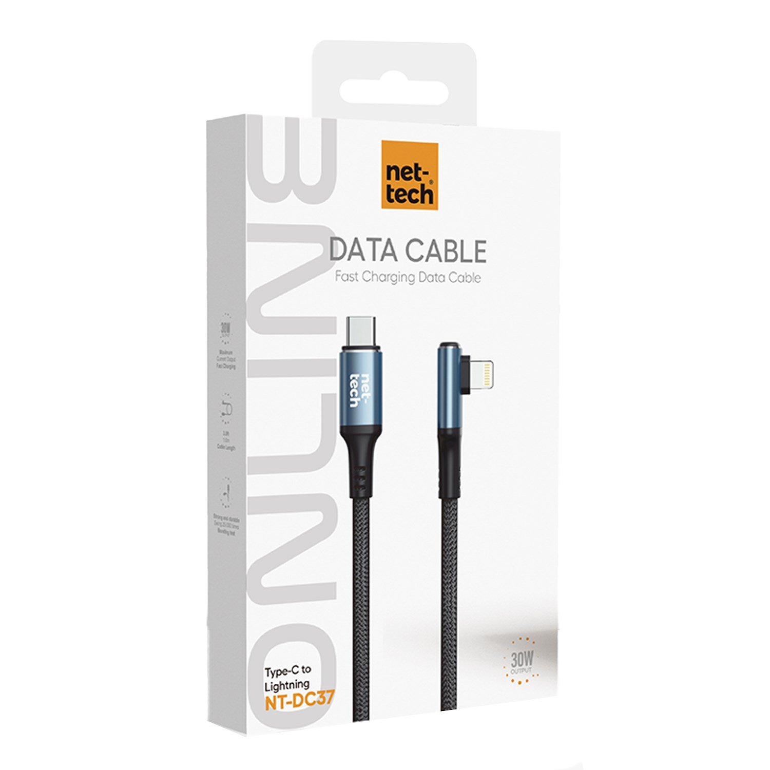 Nettech NT-DC37 30W Plastik 100 Cm Type-C To Lightning Şarj ve Data Kablosu NT-108306