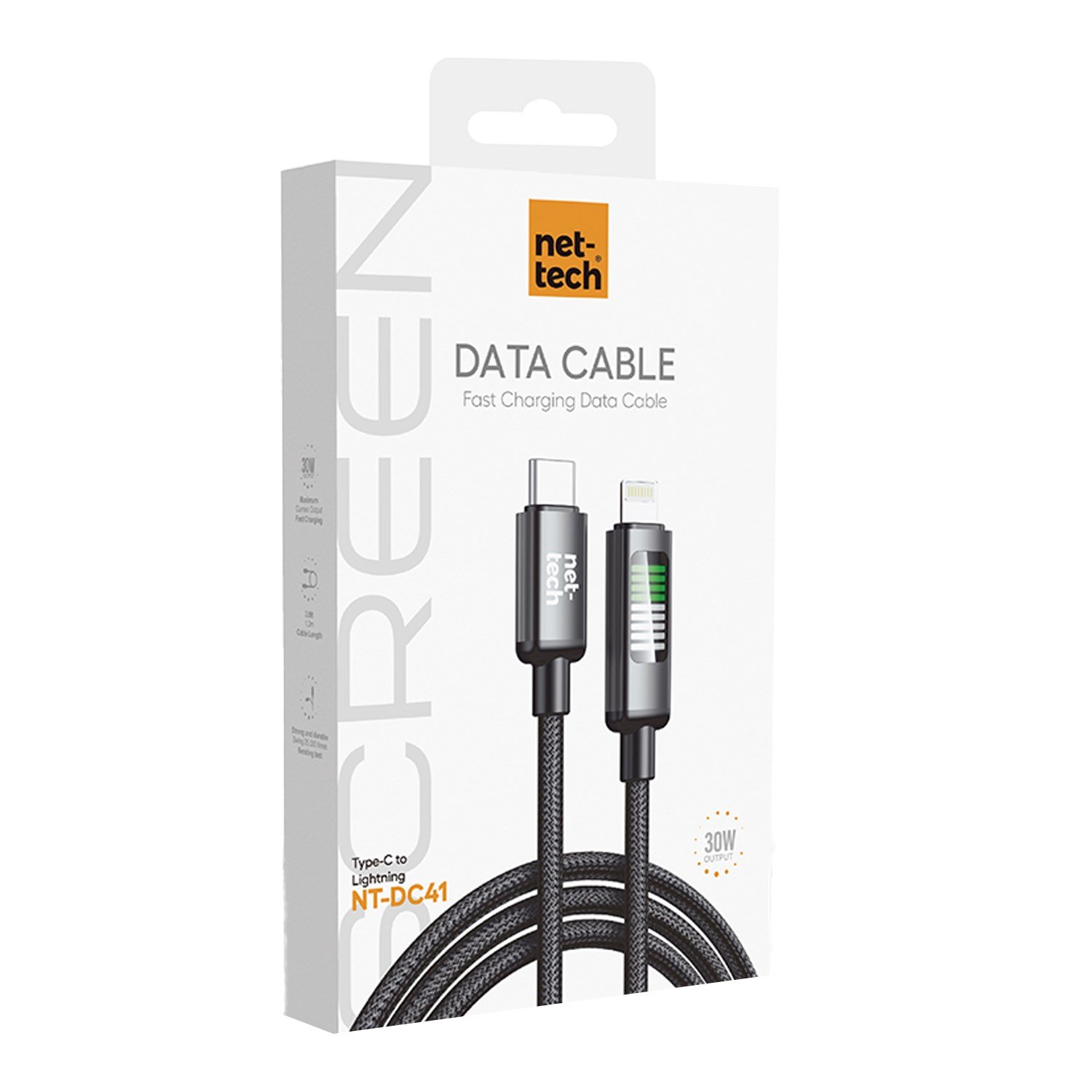 Nettech NT-DC41 30W Plastik 100 Cm Type-C To Lightning Şarj ve Data Kablosu NT-108310