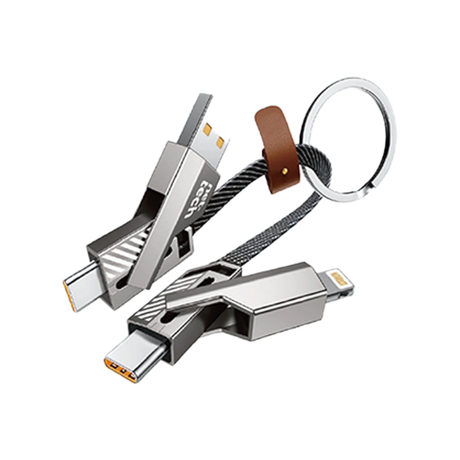 Nettech NT-DC44 4 in 1 60W İp Örgü USB To Micro + Lightning + Type-C Şarj ve Data Kablosu NT-108315