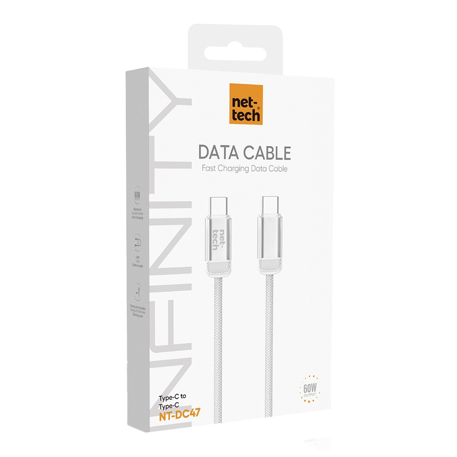 Nettech NT-DC47 60W Plastik 100 Cm Type-C To Type-C Şarj ve Data Kablosu NT-108318