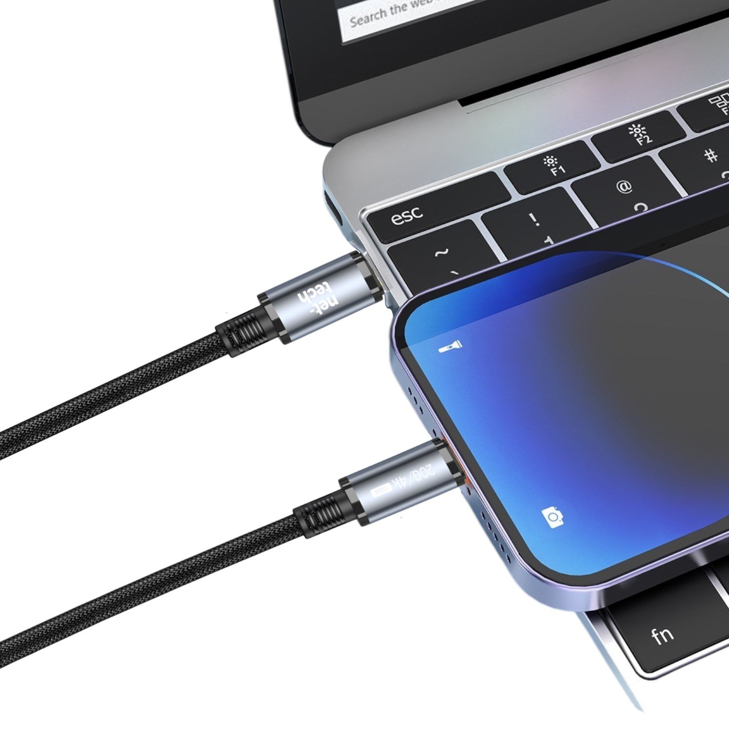 Nettech NT-DC49 USB3.2 20Gbps HDTV Plastik 100 Cm Type-C To Type-C Şarj ve Data Kablosu NT-108322