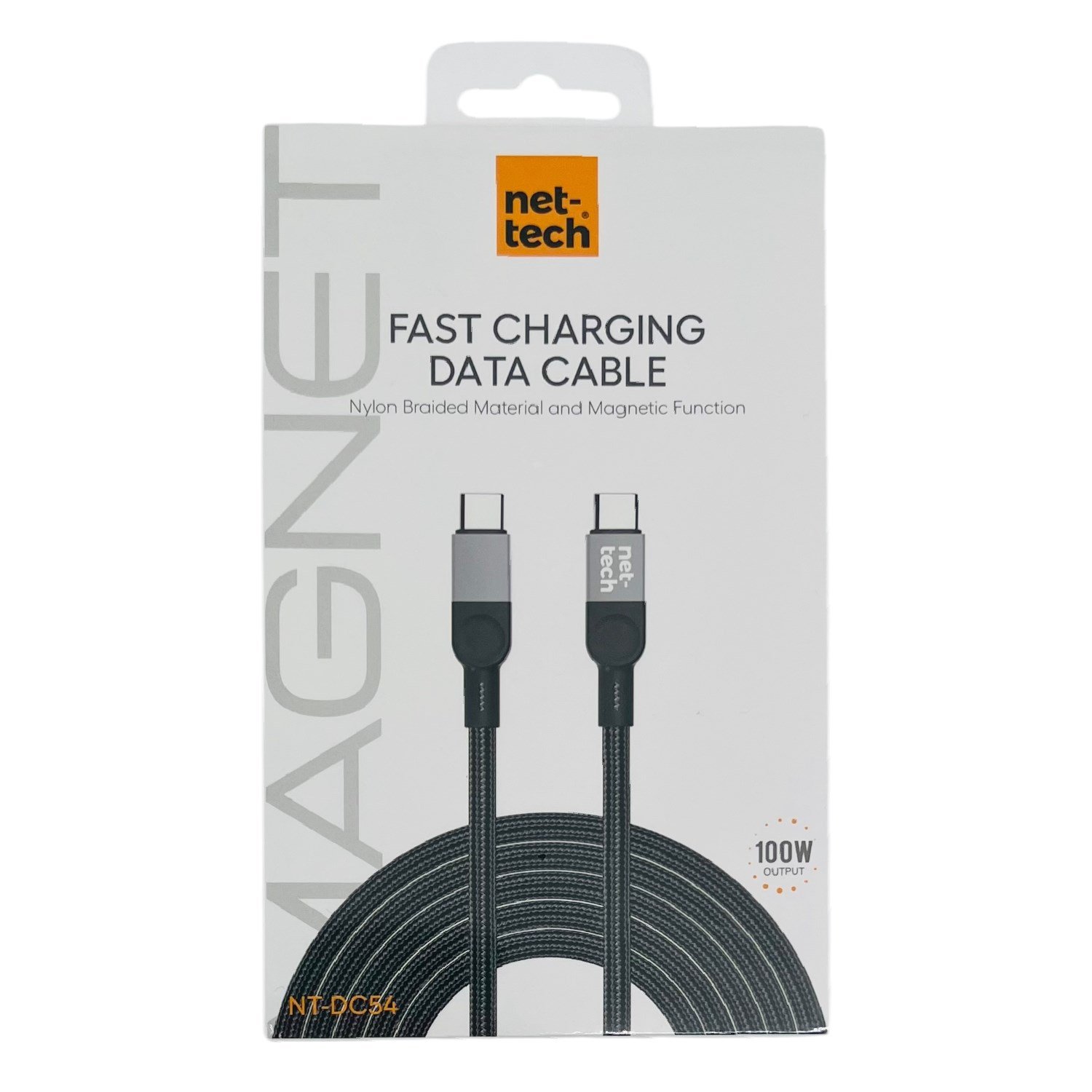 Nettech NT-DC54 Magnetic 100W İp Örgü 100 Cm Type-C To Type-C Şarj ve Data Kablosu NT-113833