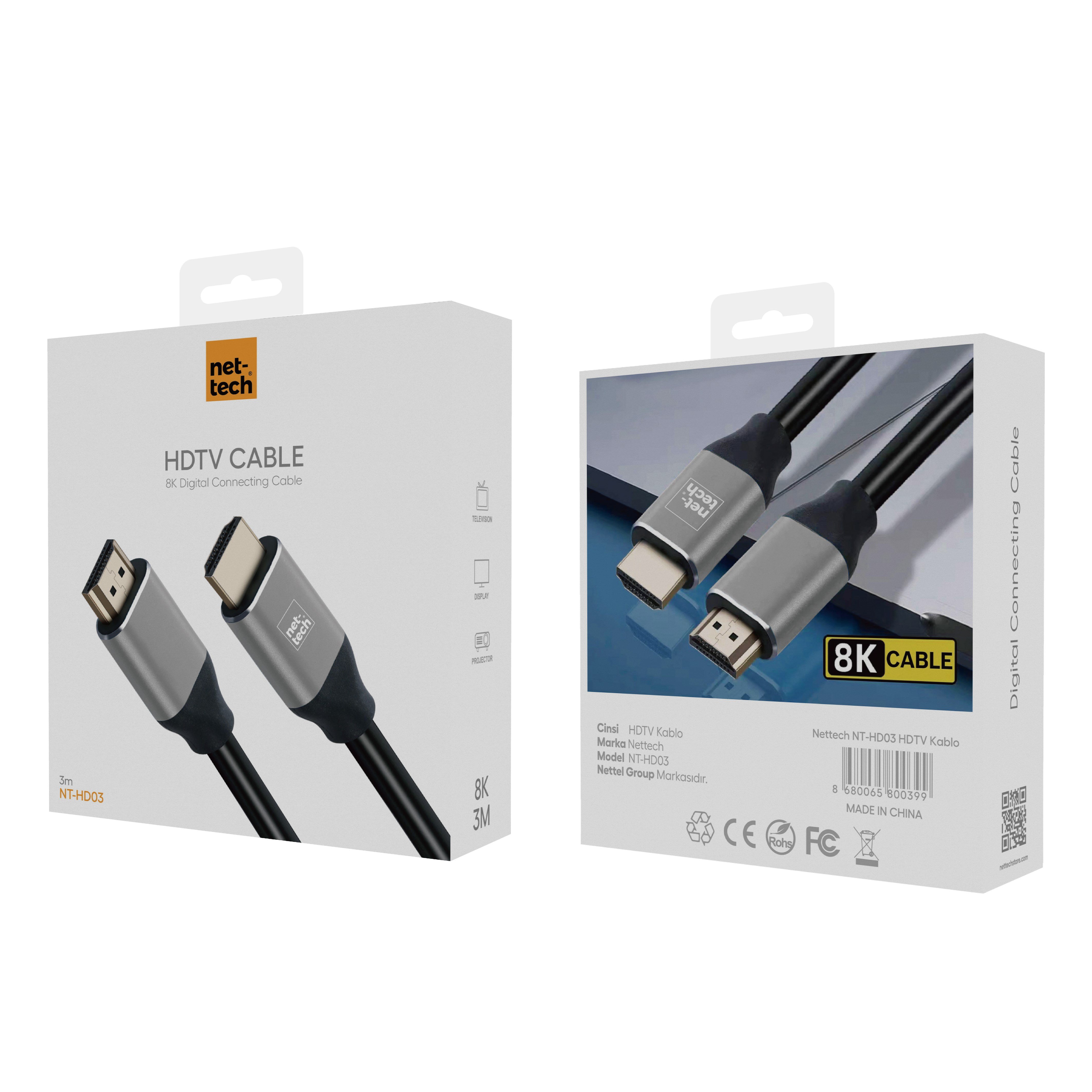 Nettech NT-HD03 8K Plastik 300 Cm Hdmi Kablo NT-100960