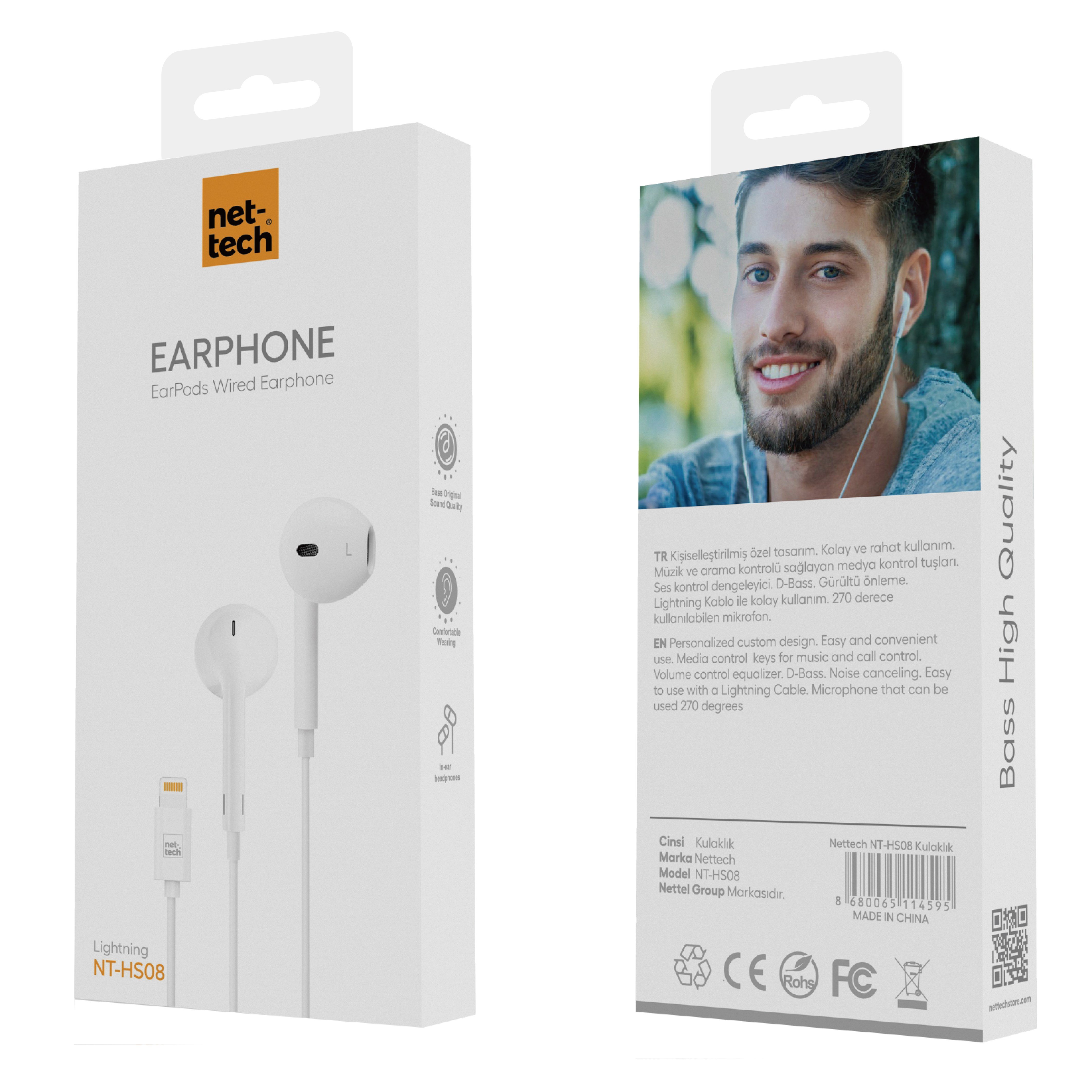 Nettech NT-HS08 Tak Çalıştır Kablolu Kulak İçi Kulaklık NT-HS08