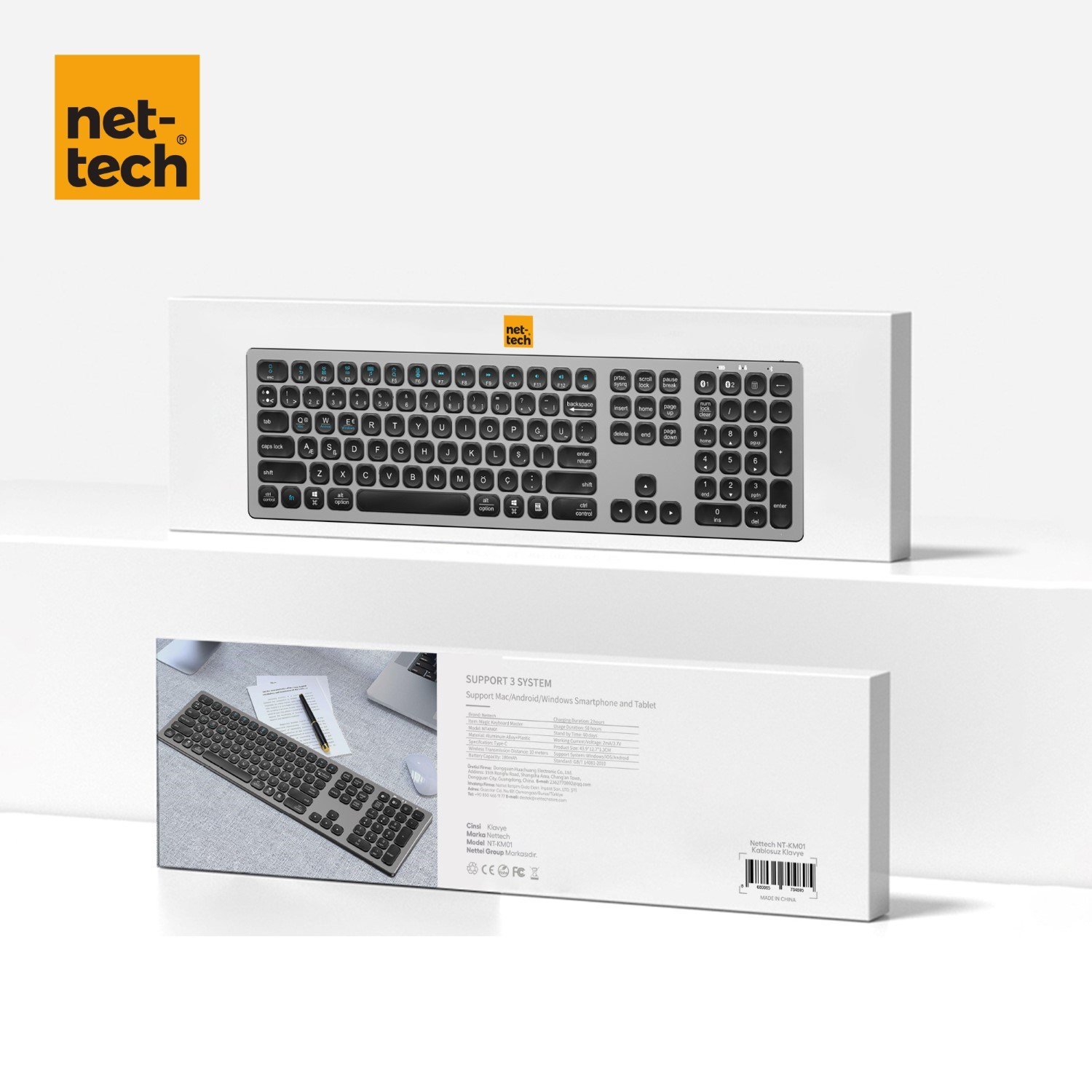 Nettech NT-KM01 Bluetooth Klavye NT-107453