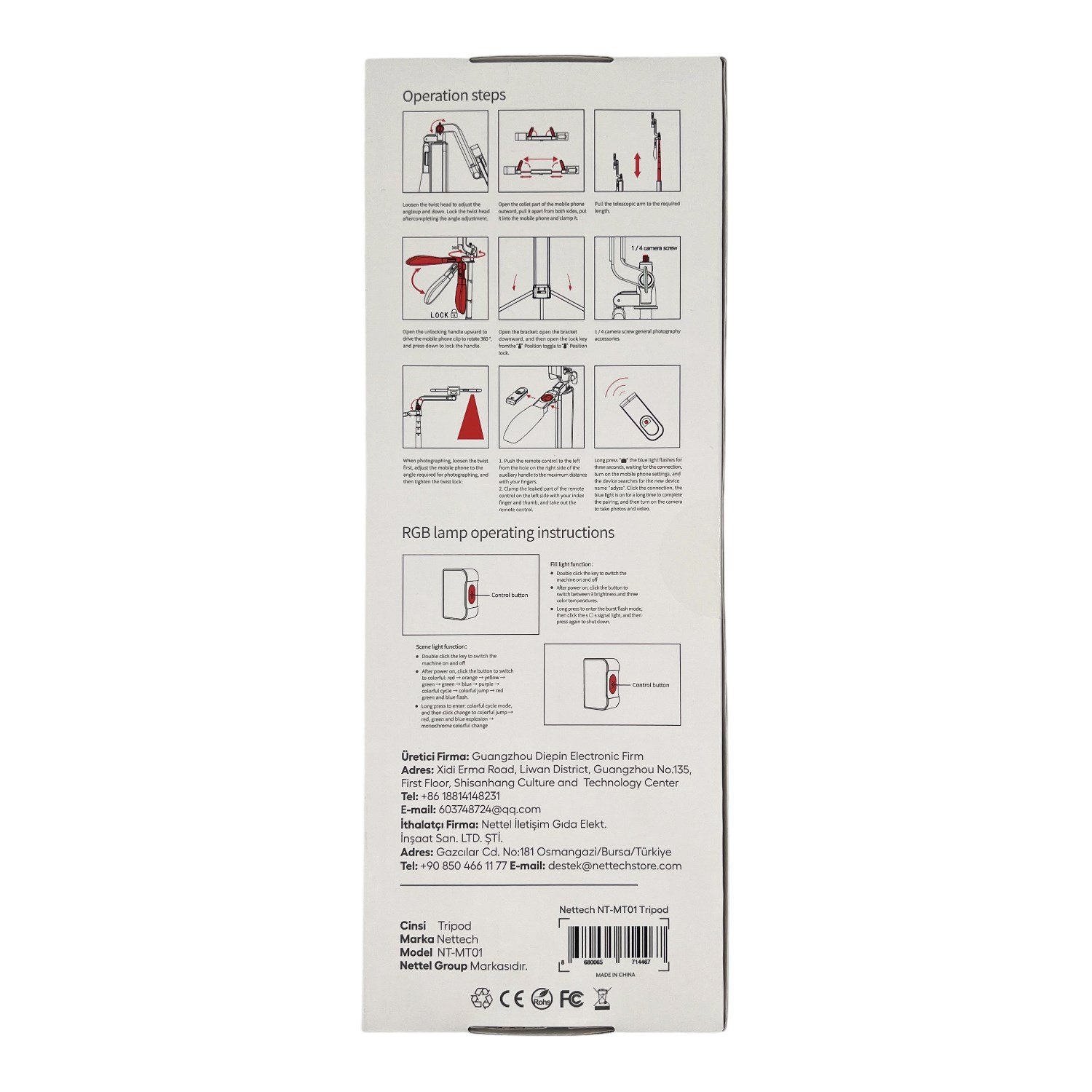 Nettech NT-MT01 Telefon Multi-Function Tripod Stand NT-106750