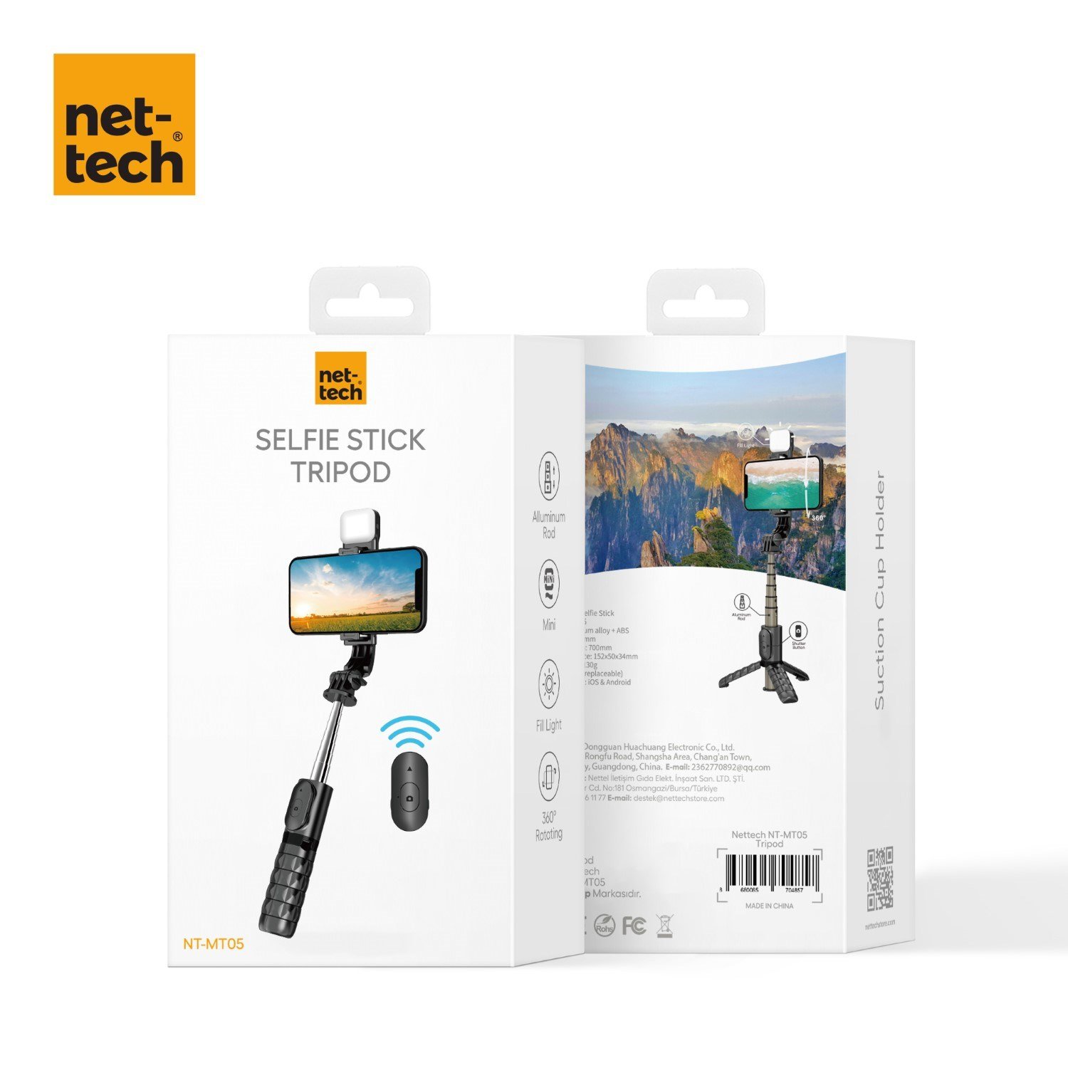 Nettech NT-MT05 Taşınabilir Selfie Çubuk Işıklı Tripod NT-107457