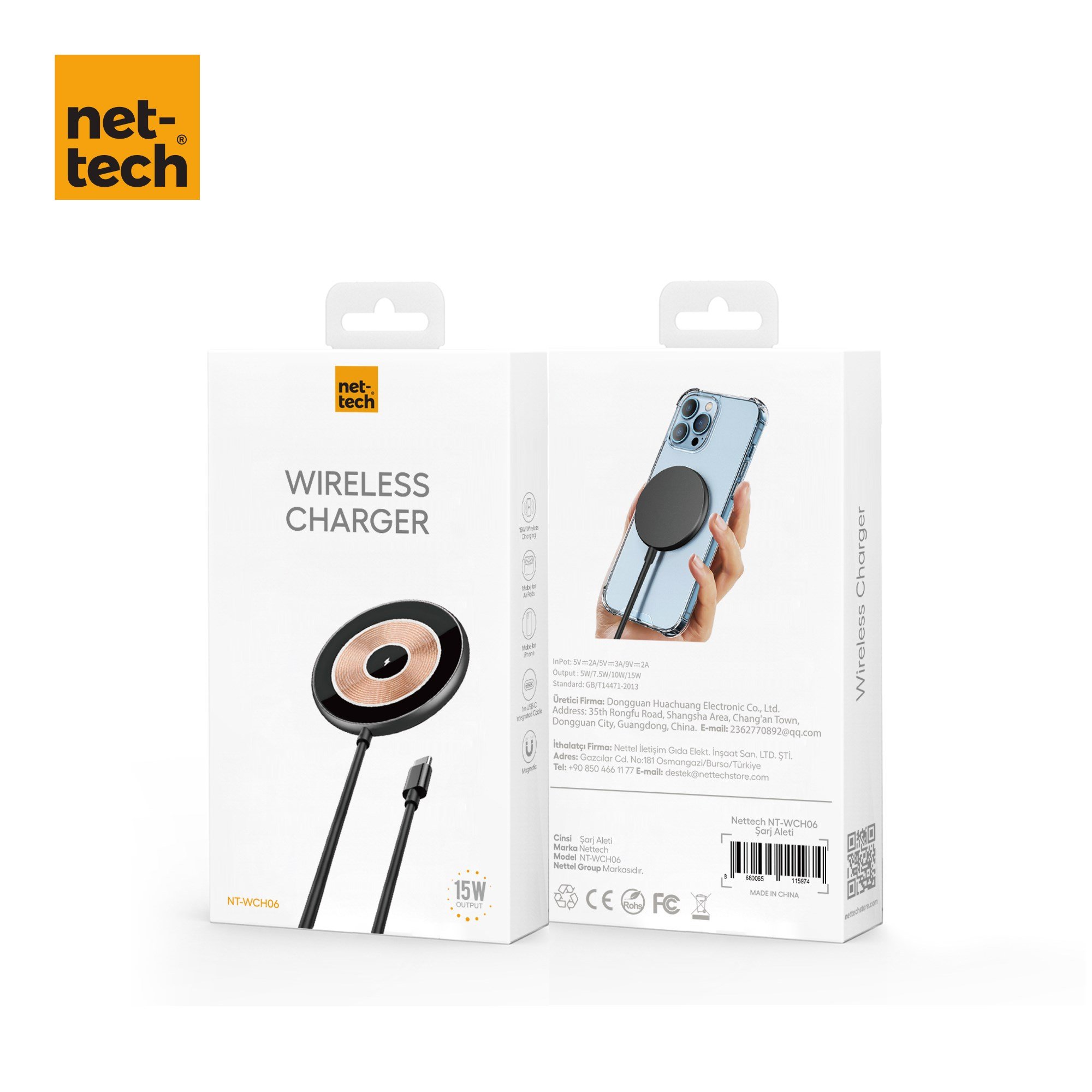 Nettech NT-WCH06 PD Magsafe 15W Kablosuz Wireless Şarj NT-WCH06