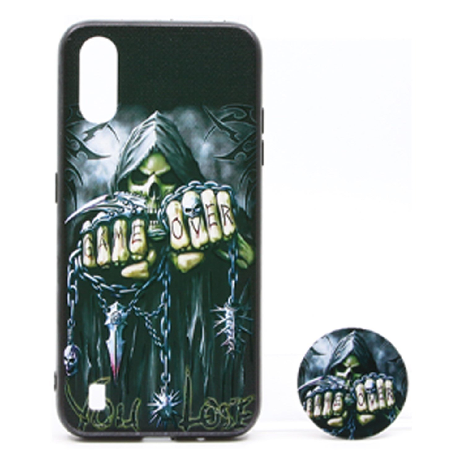 Nettech Samsung Galaxy A01 Uyumlu Desenli Popsocket Seri Arka Koruma Kılıf NT-79702
