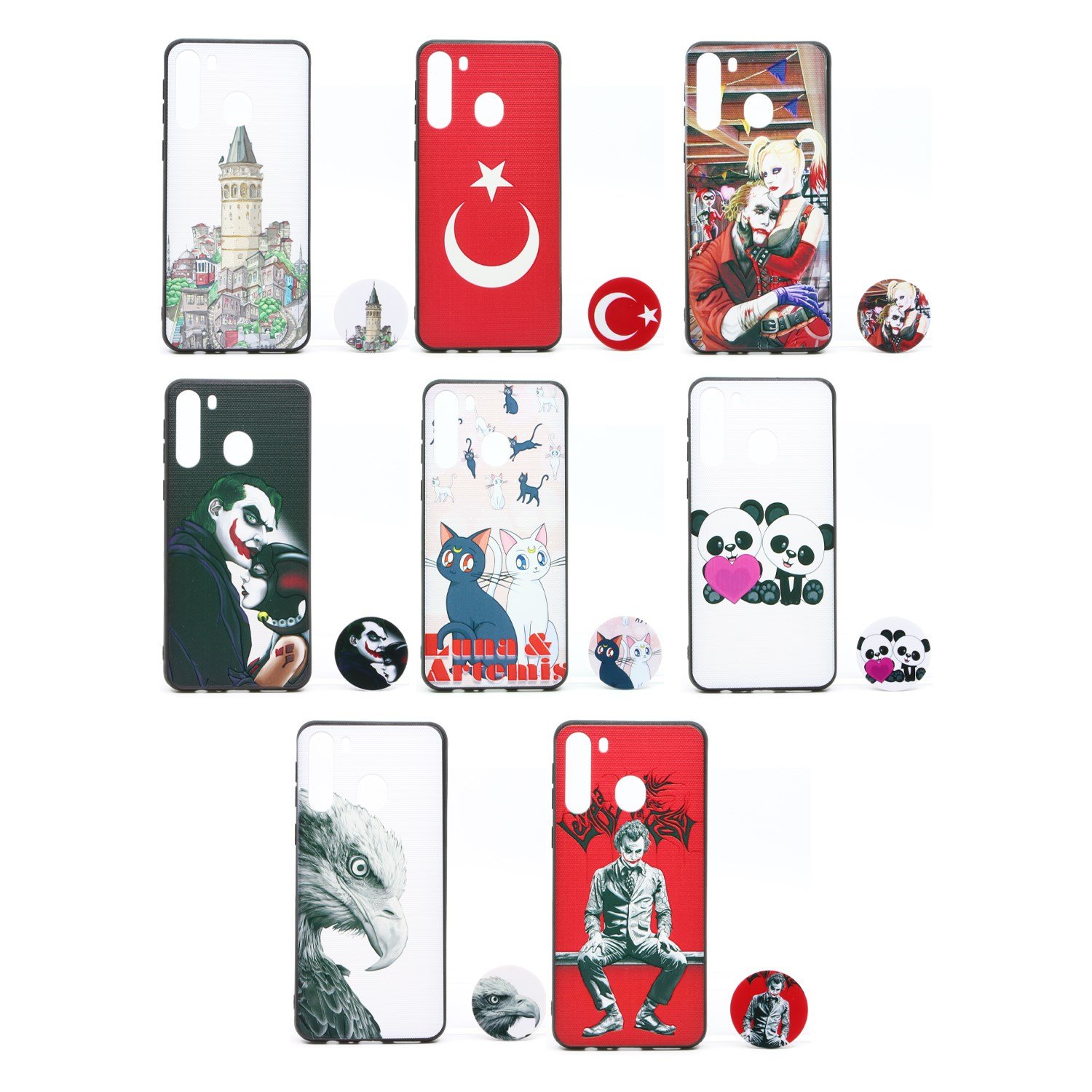 Nettech Samsung Galaxy A21 Uyumlu Desenli Popsocket Seri Arka Koruma Kılıf NT-79708