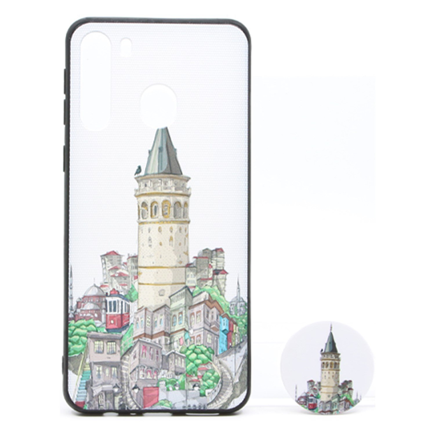 Nettech Samsung Galaxy A21 Uyumlu Desenli Popsocket Seri Arka Koruma Kılıf NT-79708