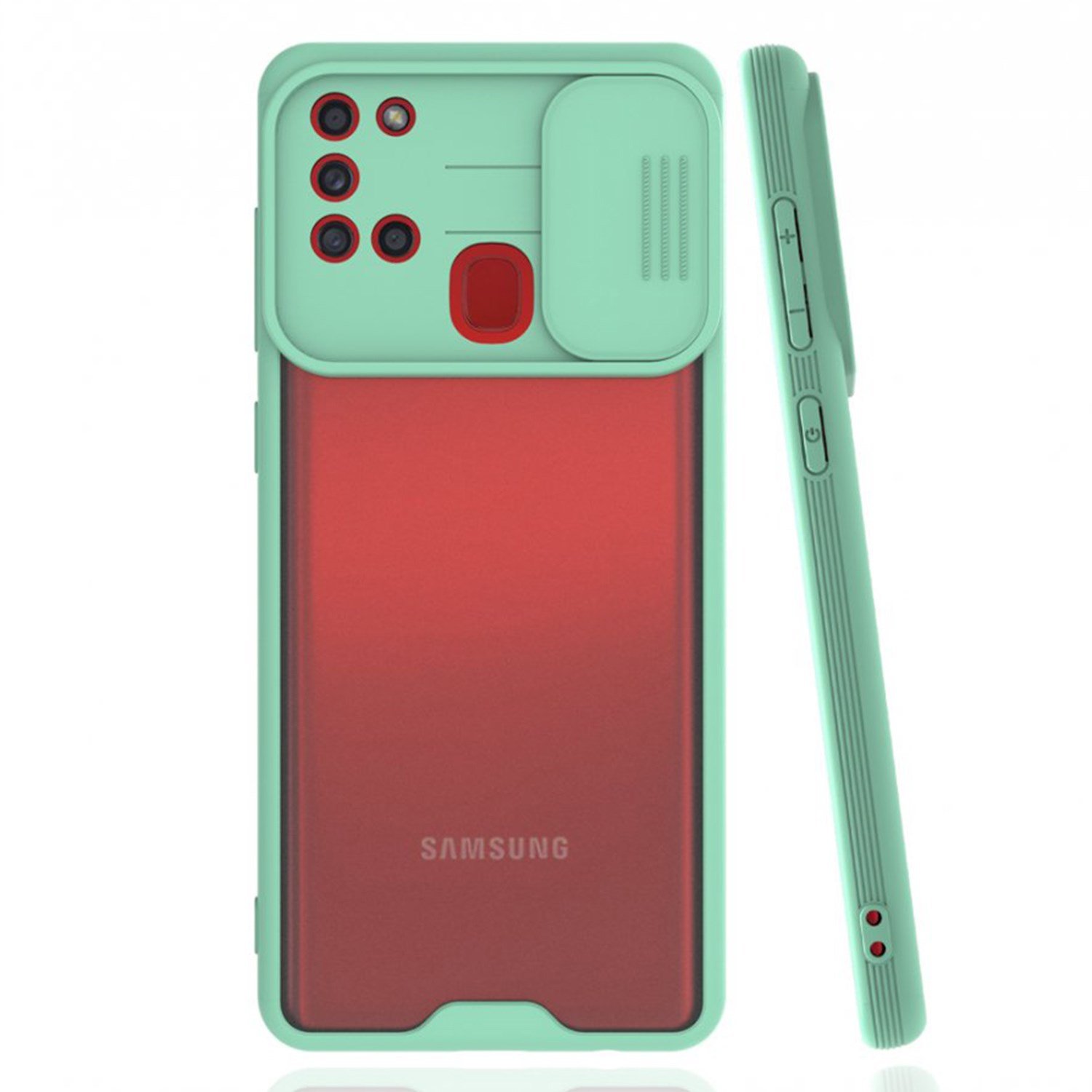 Nettech Samsung Galaxy A21S Uyumlu Platin Kamera Kızaklı Arka Koruma Kılıf NT-86666