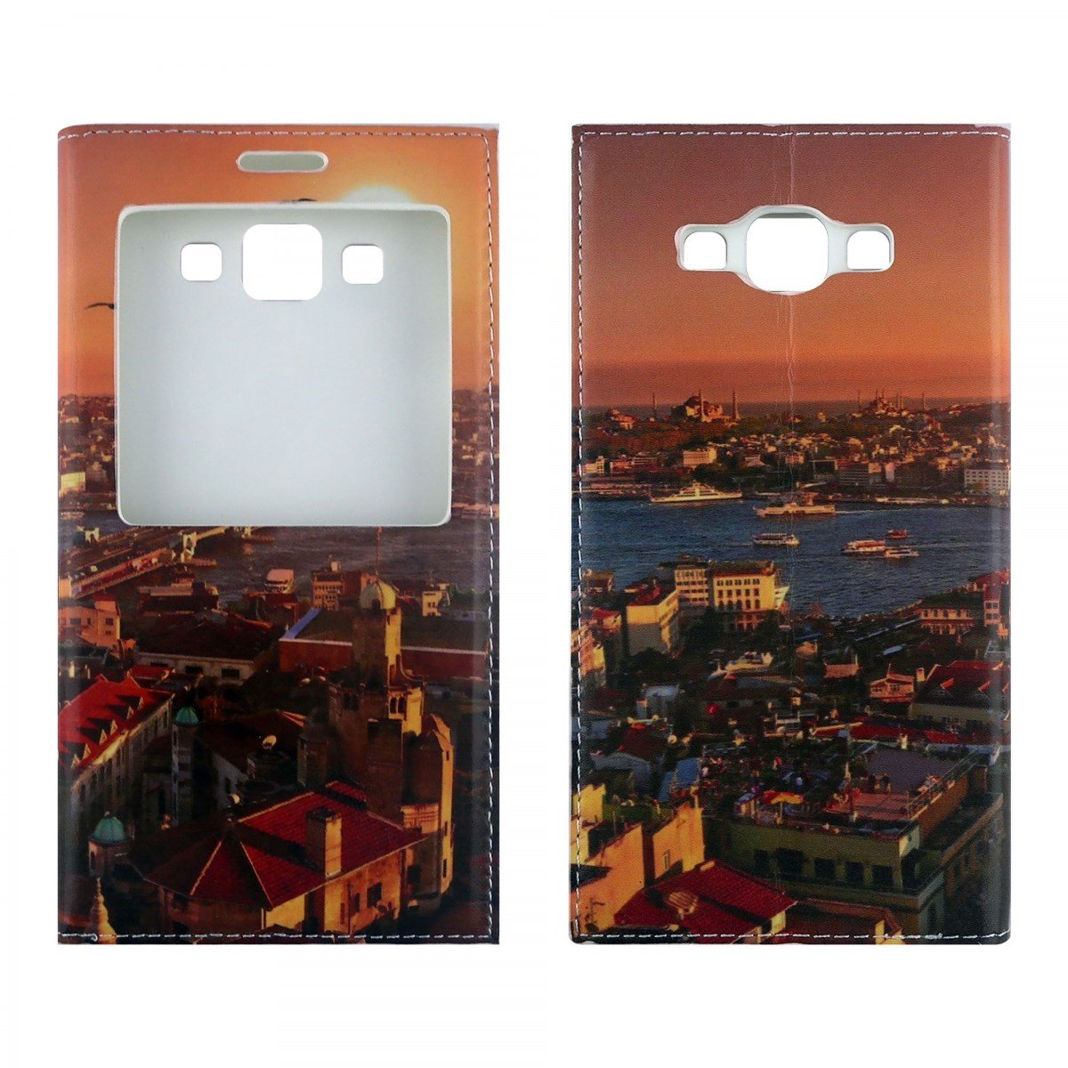 Nettech Samsung Galaxy A700 A7 2015 Uyumlu Pencereli Kapaklı Kılıf NT-3535