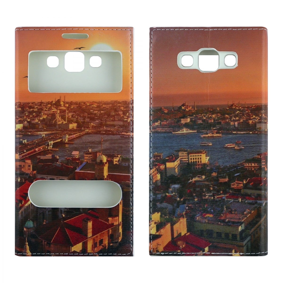 Nettech Samsung Galaxy E700 E7 2015 Uyumlu Pencereli Kapaklı Kılıf NT-3248