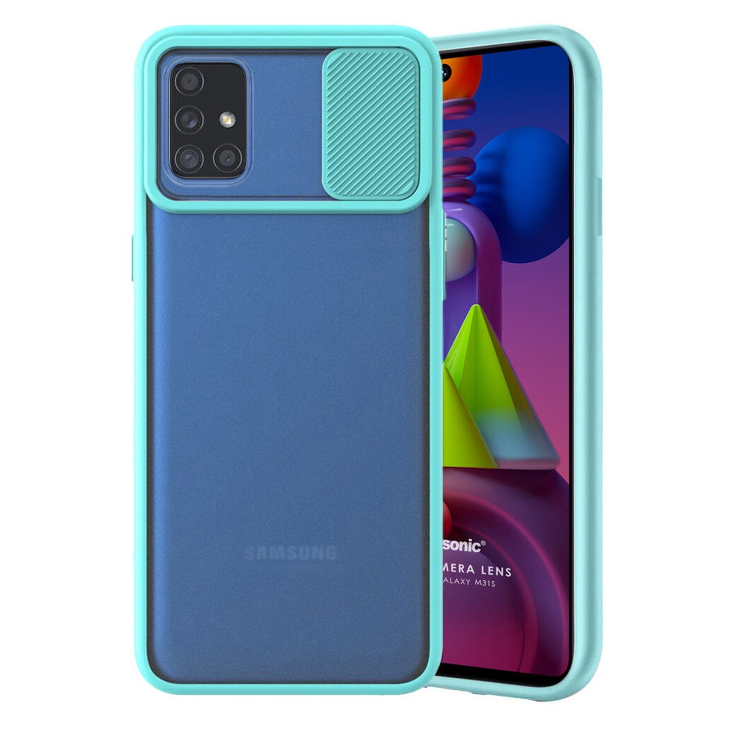 Nettech Samsung Galaxy M31S Uyumlu Buzlu Kızaklı Kamera Korumalı Arka Koruma Kılıf NT-84620