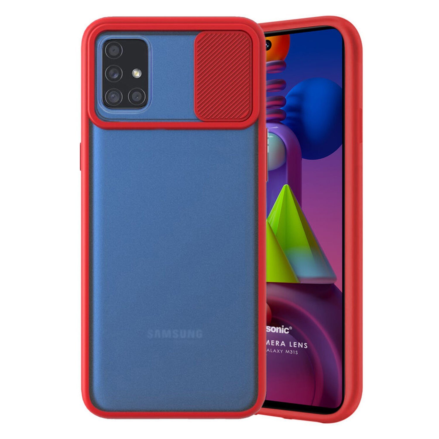Nettech Samsung Galaxy M31S Uyumlu Buzlu Kızaklı Kamera Korumalı Arka Koruma Kılıf NT-84620
