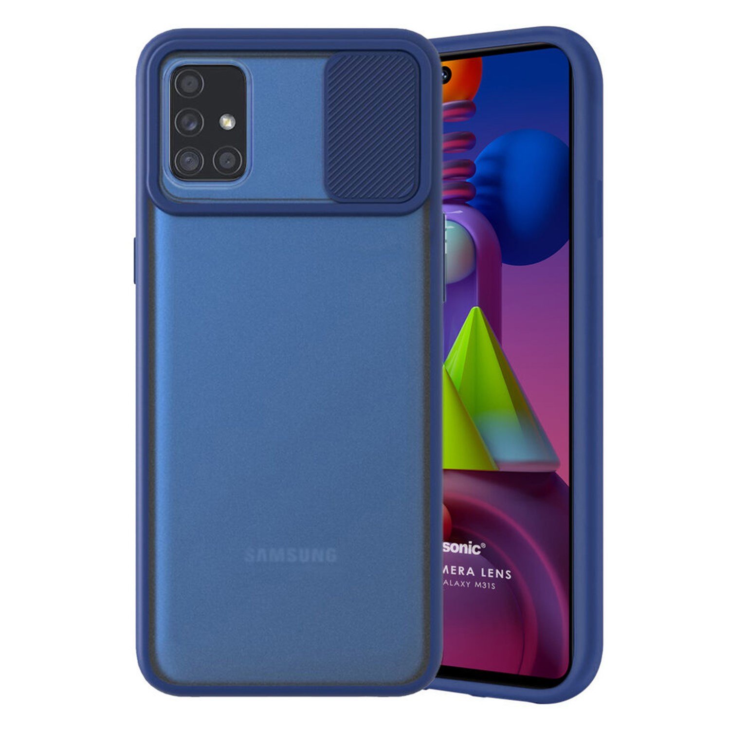 Nettech Samsung Galaxy M31S Uyumlu Buzlu Kızaklı Kamera Korumalı Arka Koruma Kılıf NT-84620
