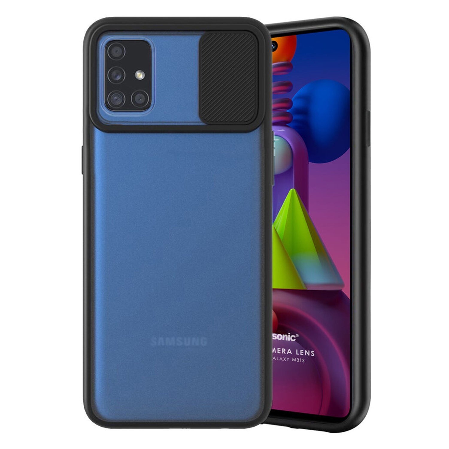 Nettech Samsung Galaxy M31S Uyumlu Buzlu Kızaklı Kamera Korumalı Arka Koruma Kılıf NT-84620