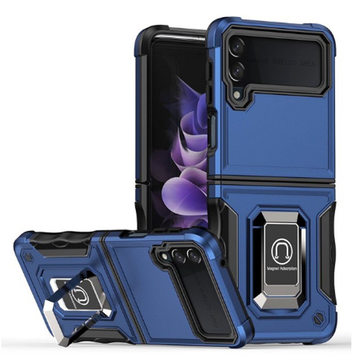 Nettech Samsung Galaxy Z Flip 4 Uyumlu Armour Yüzüklü Seri Arka Koruma Kılıf NT-100737