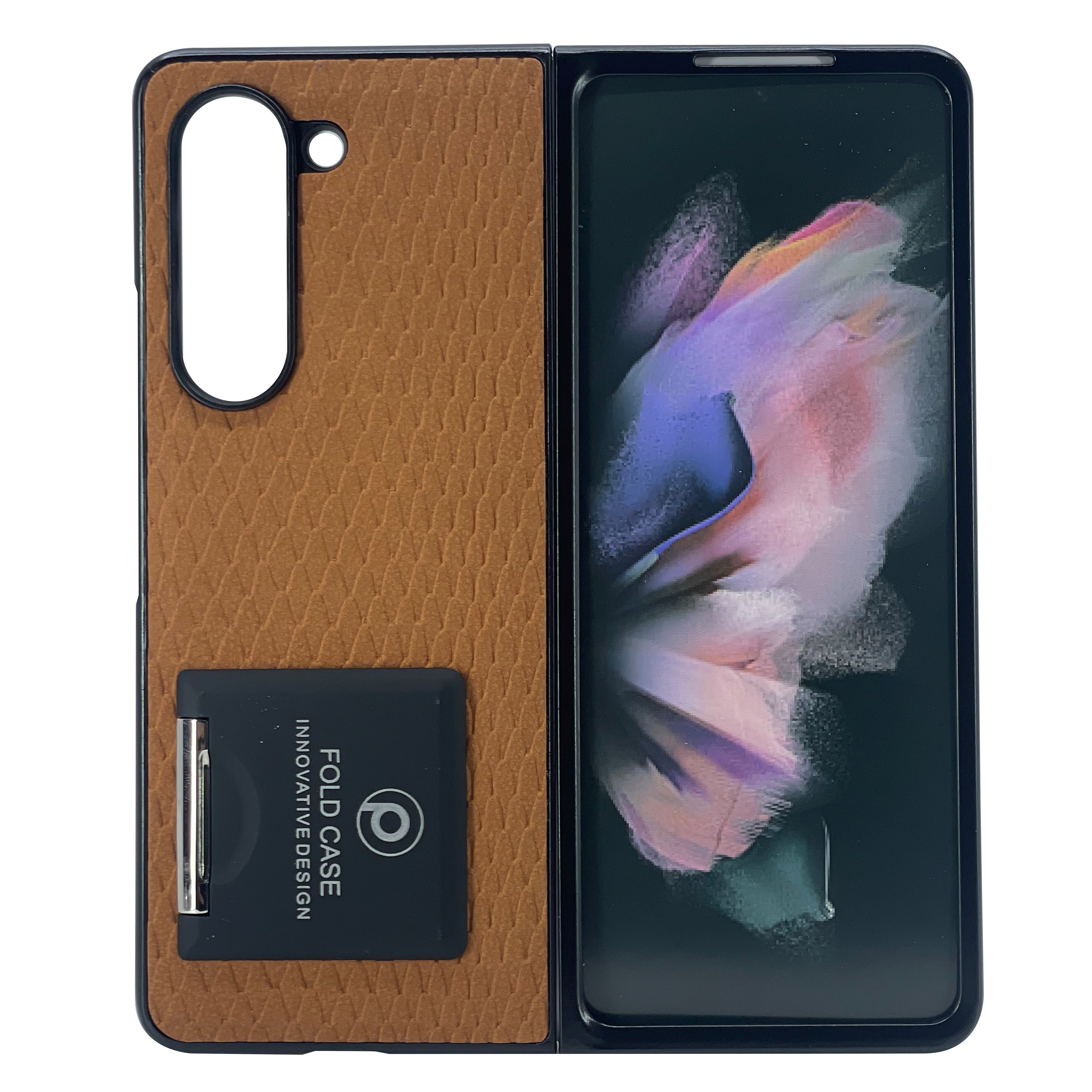 Nettech Samsung Galaxy Z Fold 4 Uyumlu Suni Deri Arka Koruma Kılıf NT-104182