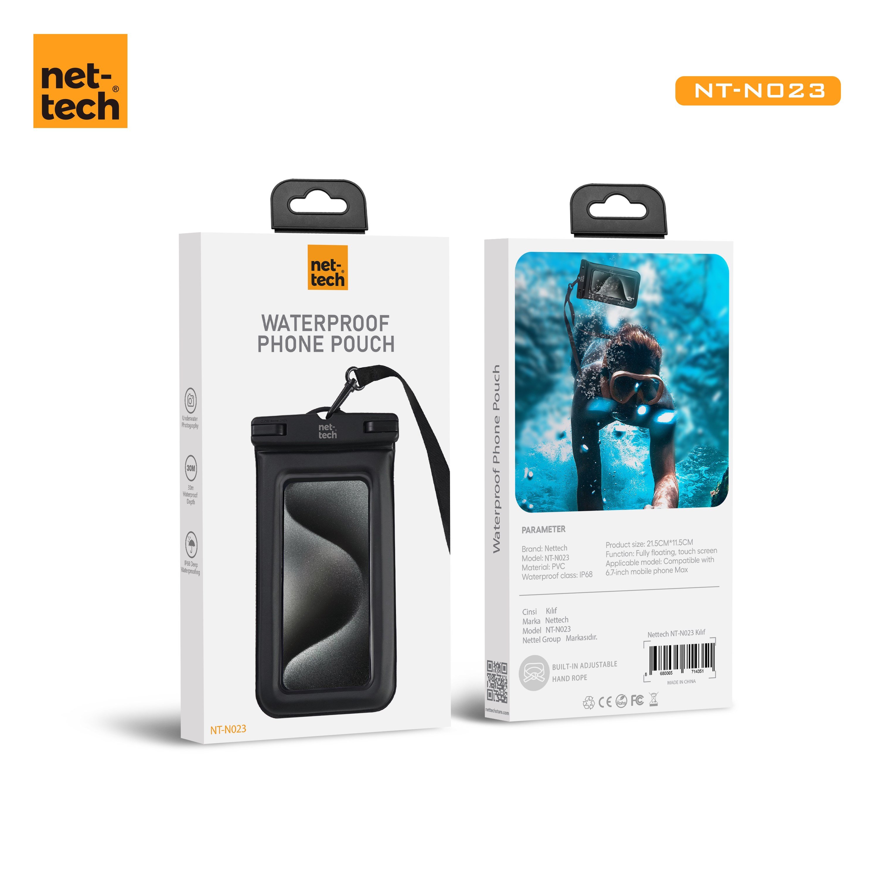 Nettech Universal Uyumlu NT-N023 Su Geçirmez Kılıf Arka Koruma Kılıf NT-106761