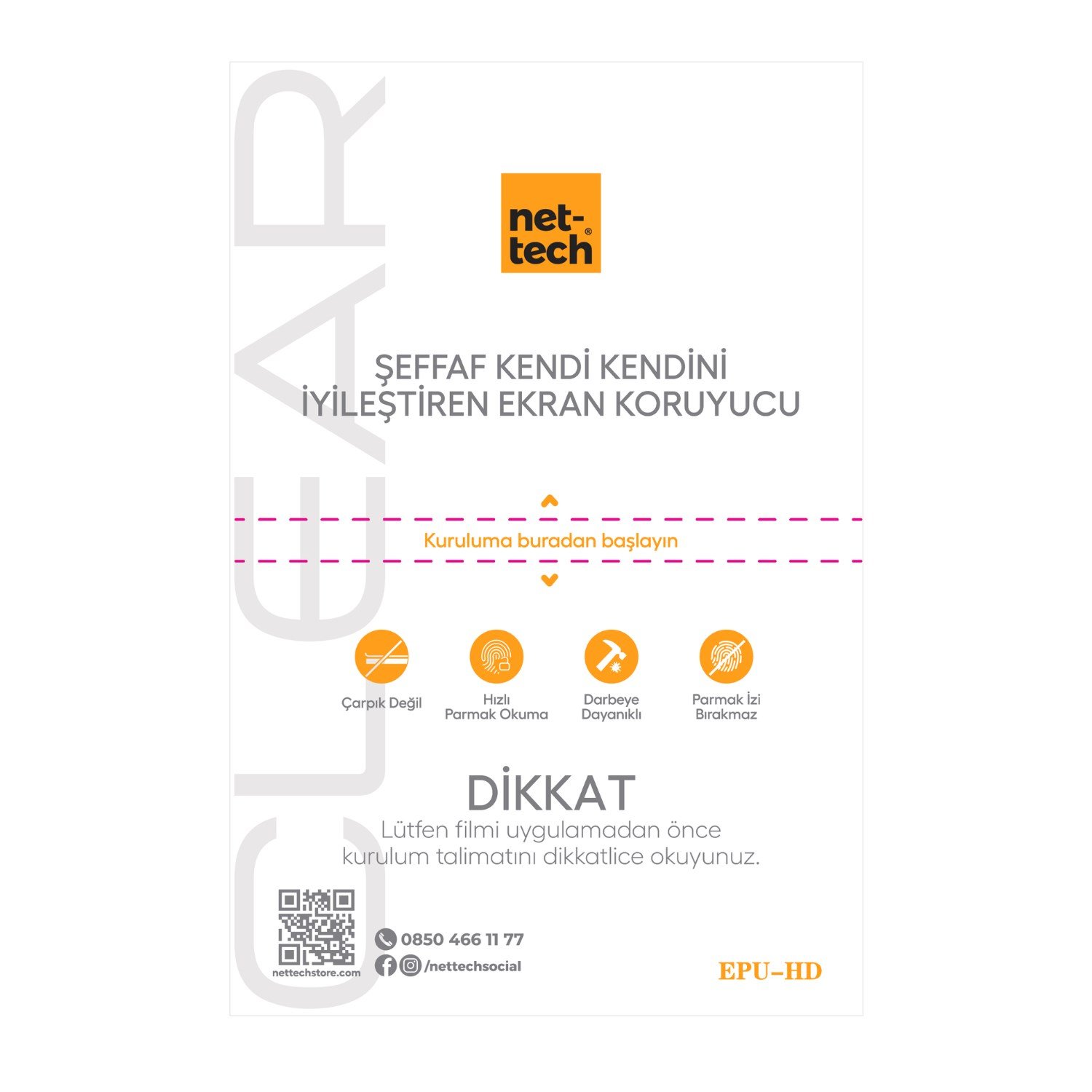 Nettech Uyumlu Ön Koruma Telefon Şeffaf Kesme Nano Ekran Koruyucu NT-111626