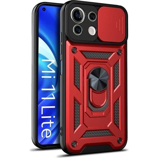 Nettech Xiaomi Mi 11 Lite Uyumlu Kızaklı Panzer Seri Arka Koruma Kılıf NT-86255
