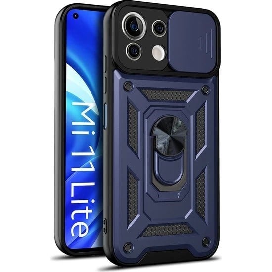Nettech Xiaomi Mi 11 Lite Uyumlu Kızaklı Panzer Seri Arka Koruma Kılıf NT-86255